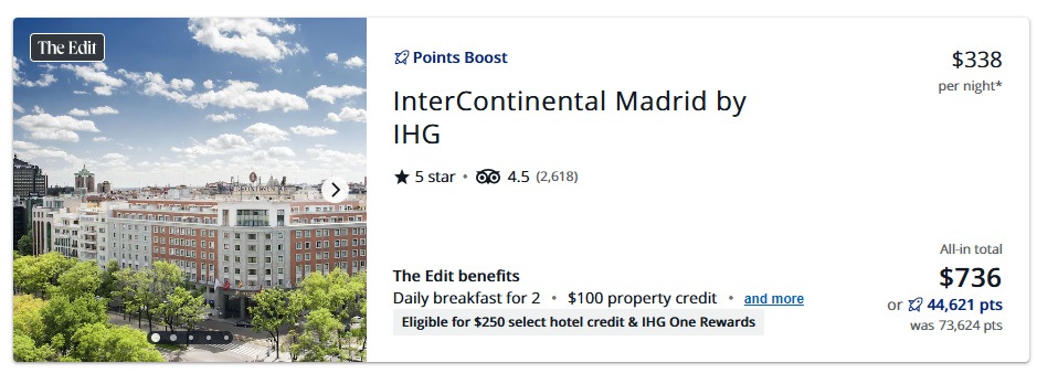 IHG Intercontinental The Edit Booking Example