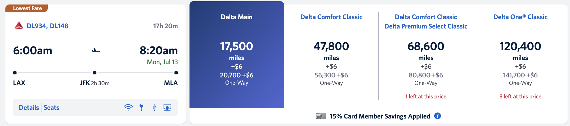 LAX JFK Malta Delta Award Deal