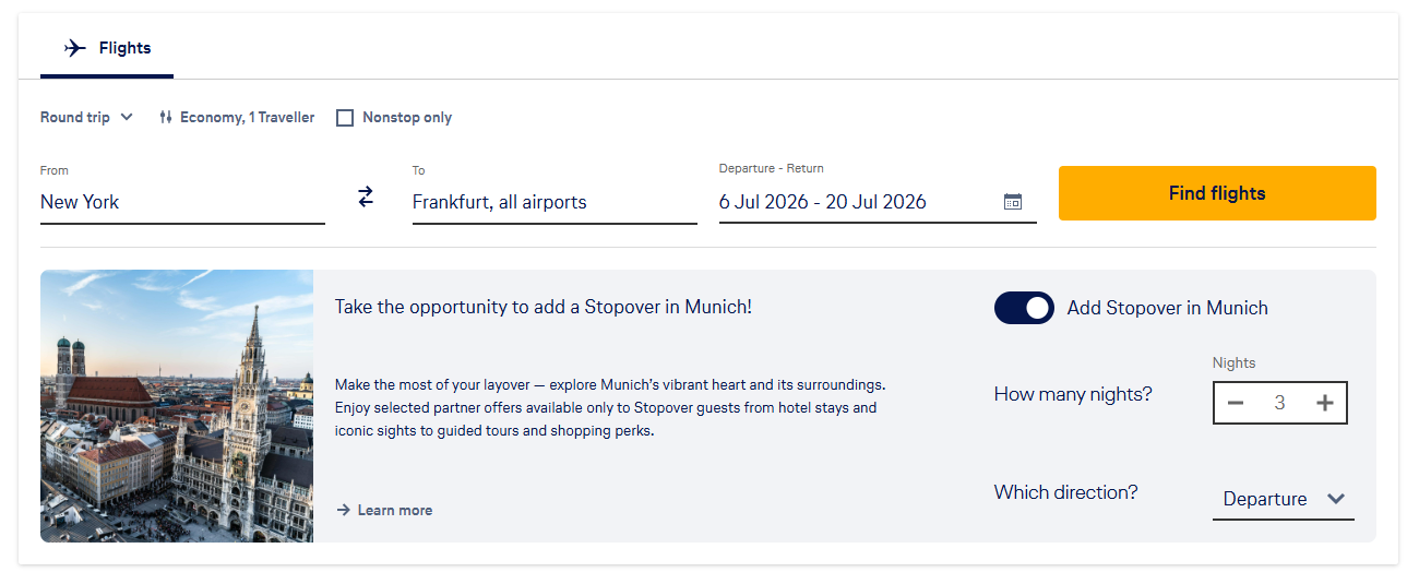 Lufthansa MUC stopover flight search Lufthansa MUC stopover flight search