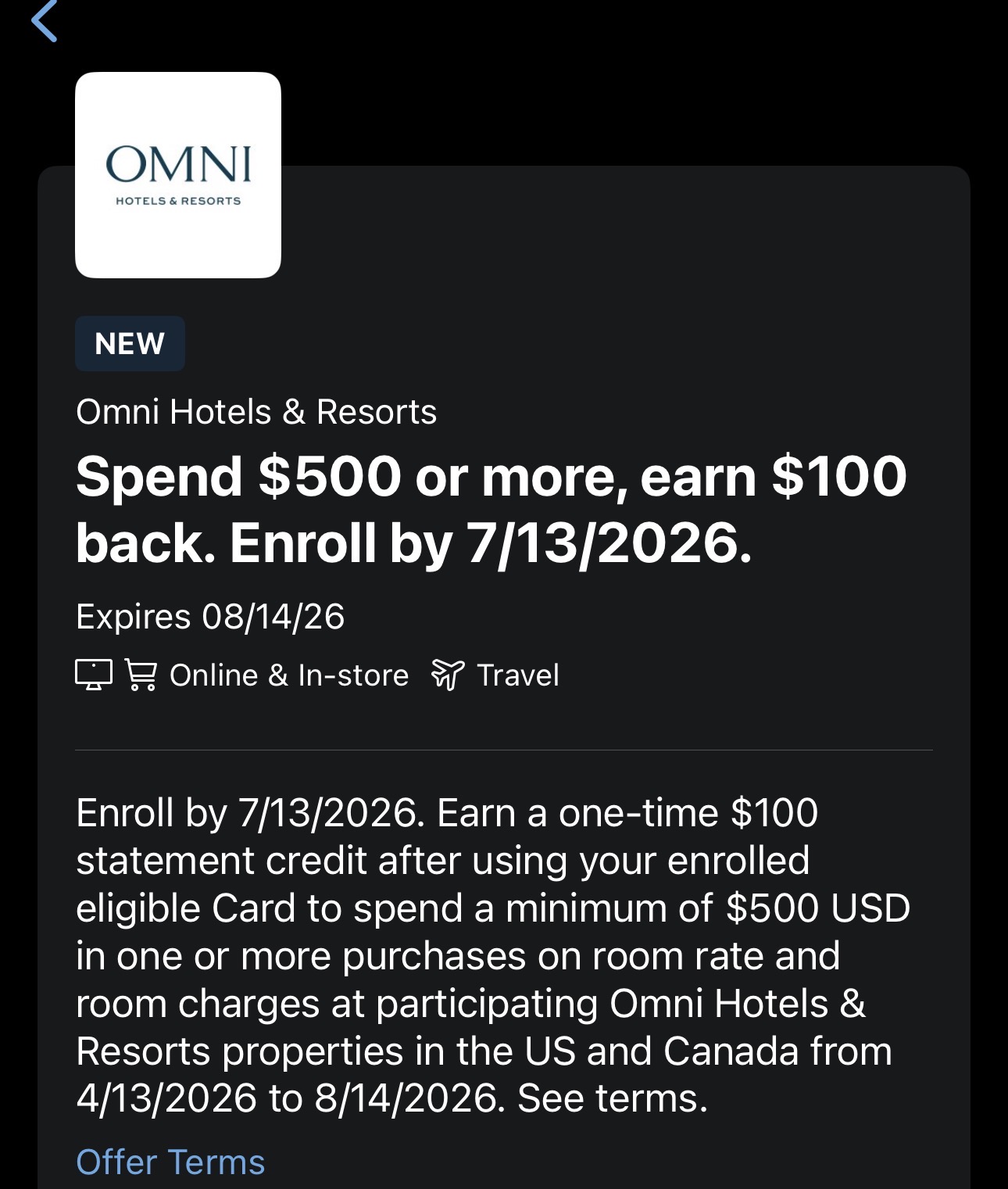Screenshot Omni offer