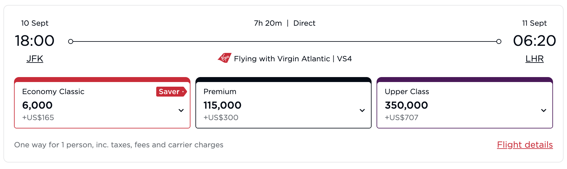 Screenshot 2026 04 16 at 7.39.58 AM Virgin Atlantic Award Fees JFK LHR