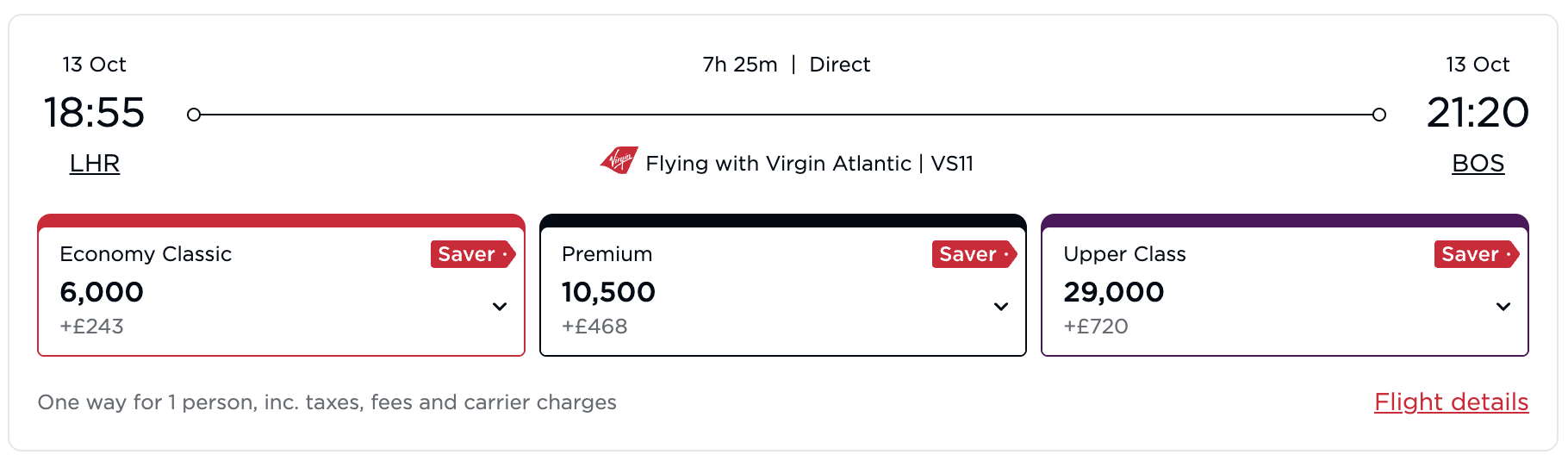 Screenshot 2026 04 16 at 7.46.39 AM Virgin Atlantic Surcharges LHR-BOS