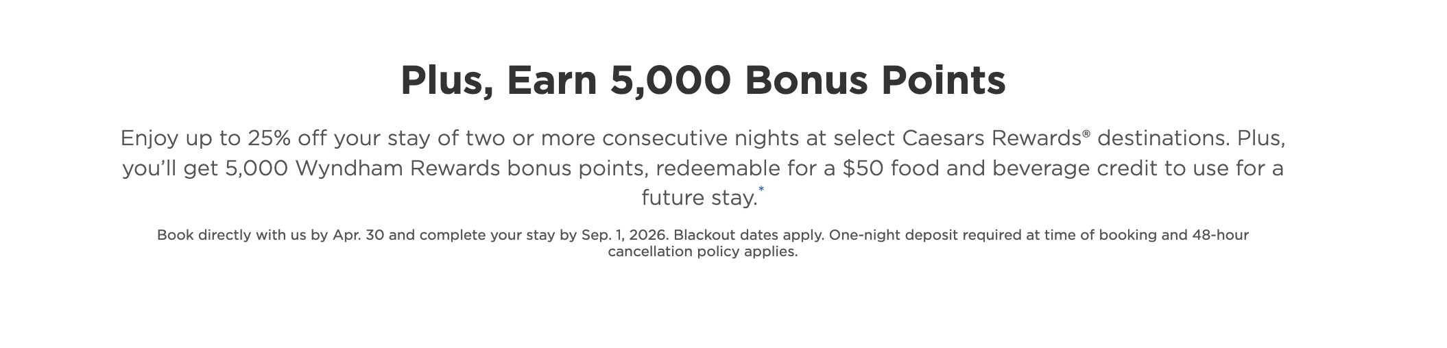 Wyndham Caesars promo Wyndham Caesars promo