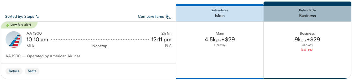 AA Close in Award with Alaska Points