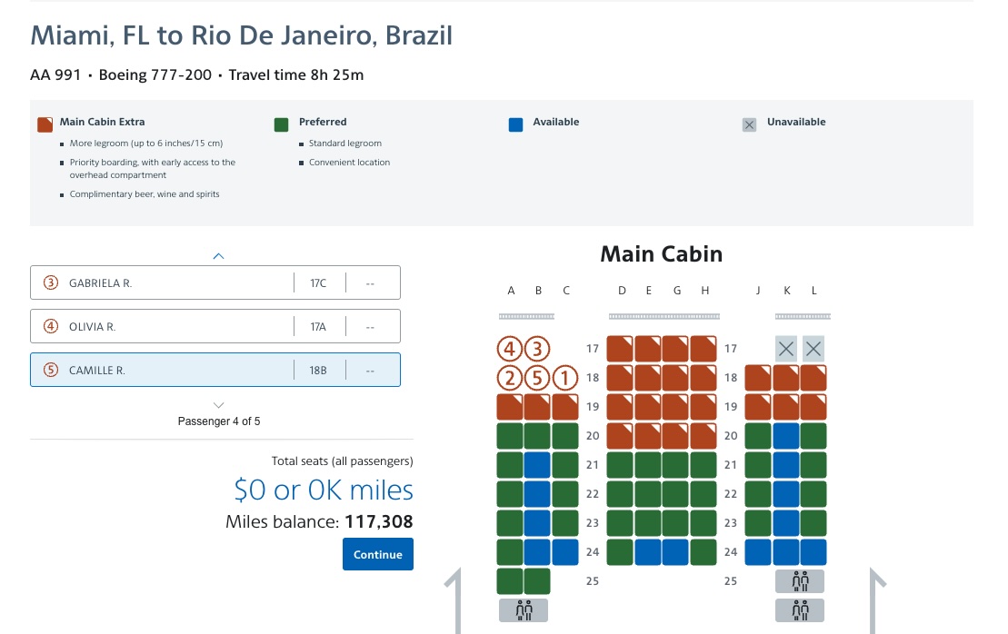 AA MIA GIG Rio Main Cabin Extra AA MIA GIG Rio Main Cabin Extra