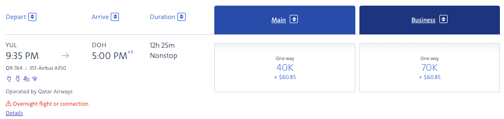 AAdvantage award YUL DOH Qsuite AAdvantage award YUL DOH Qsuite