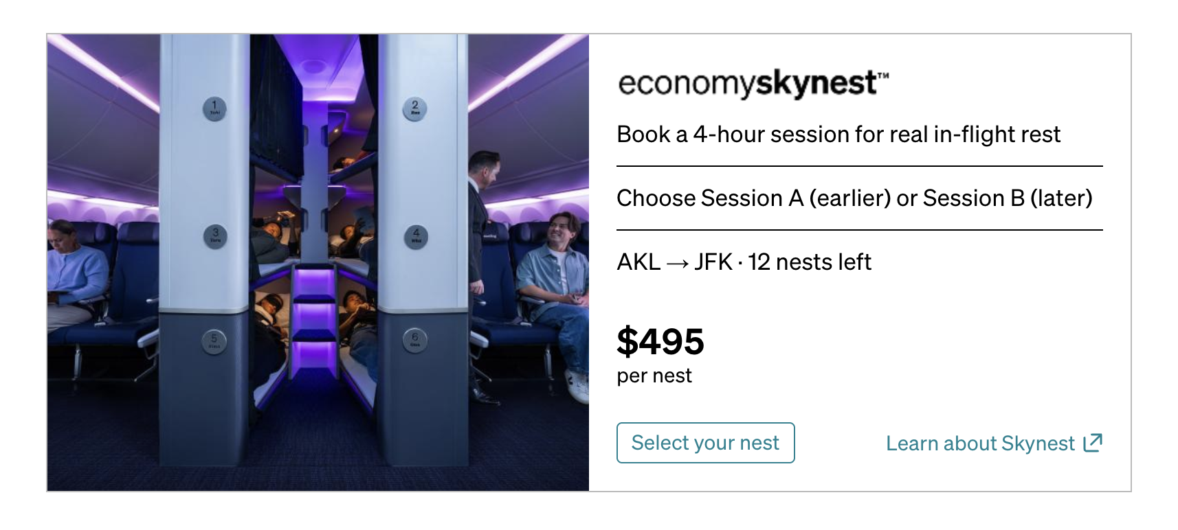 Air New Zealand Skynest Add On