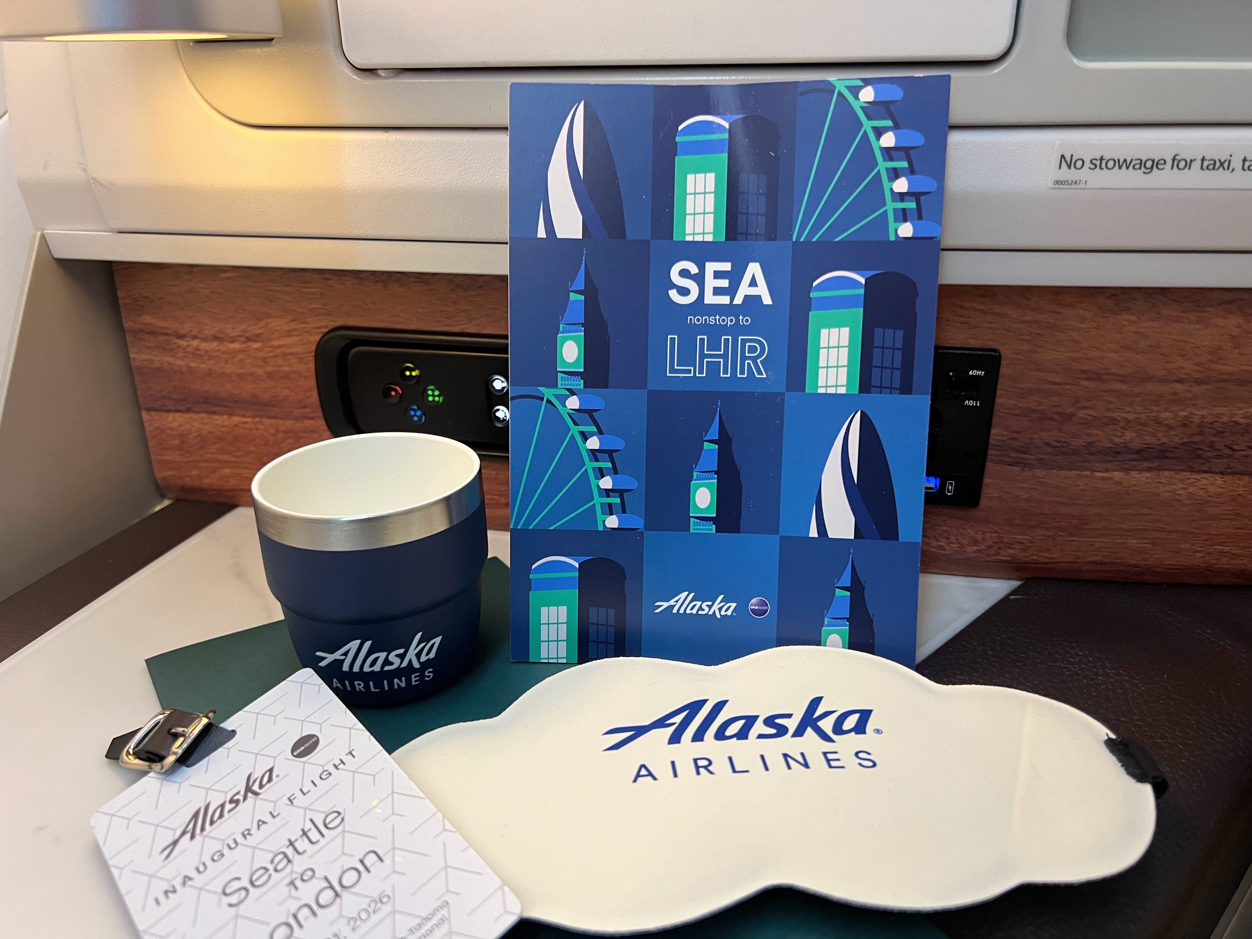 Alaska Seattle to London inaugural goodies