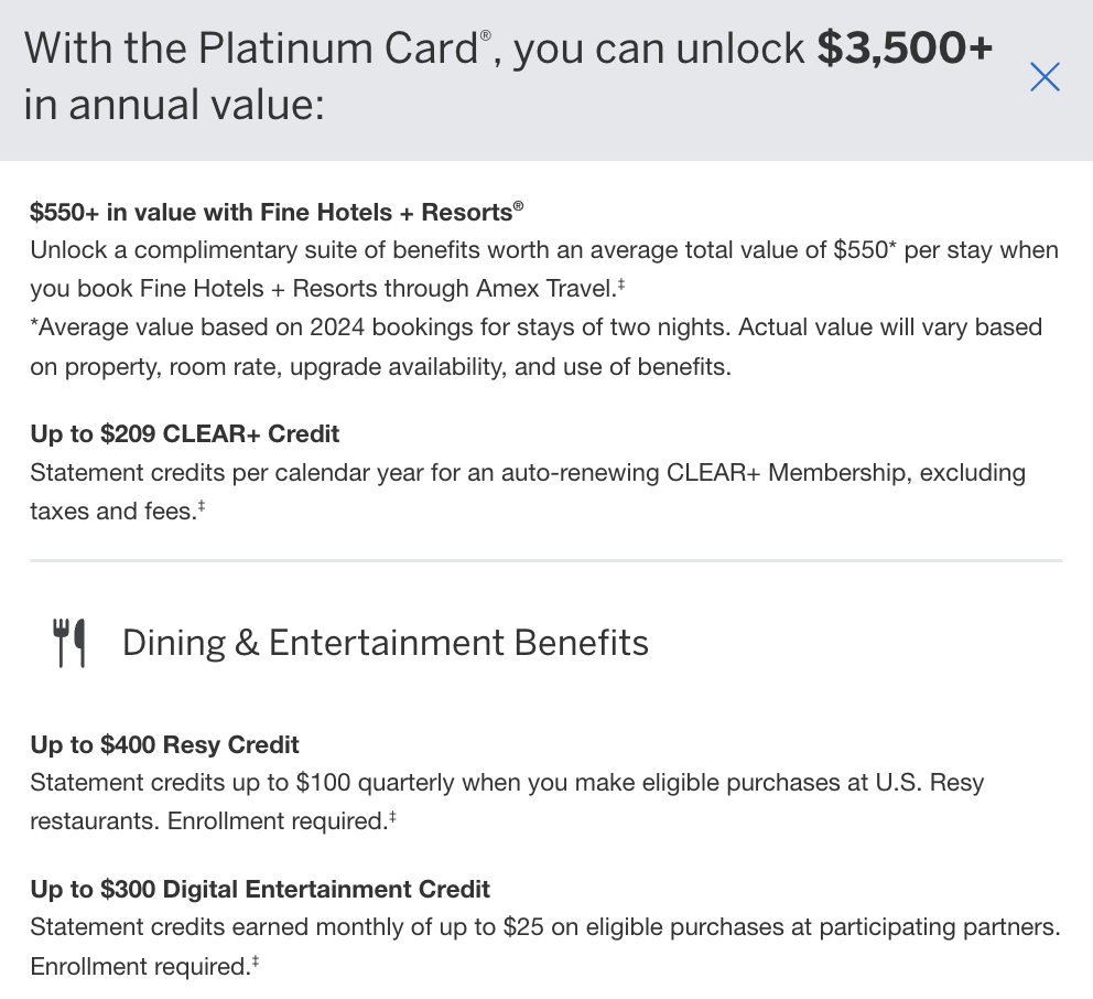 Amex Platinum Annual Benefits 2