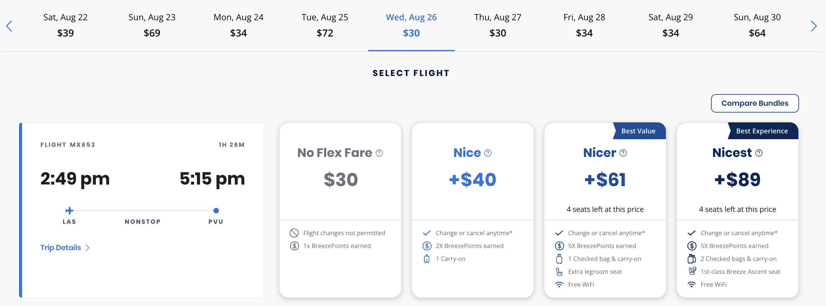 Breeze sale 30 fare LAS PVU
