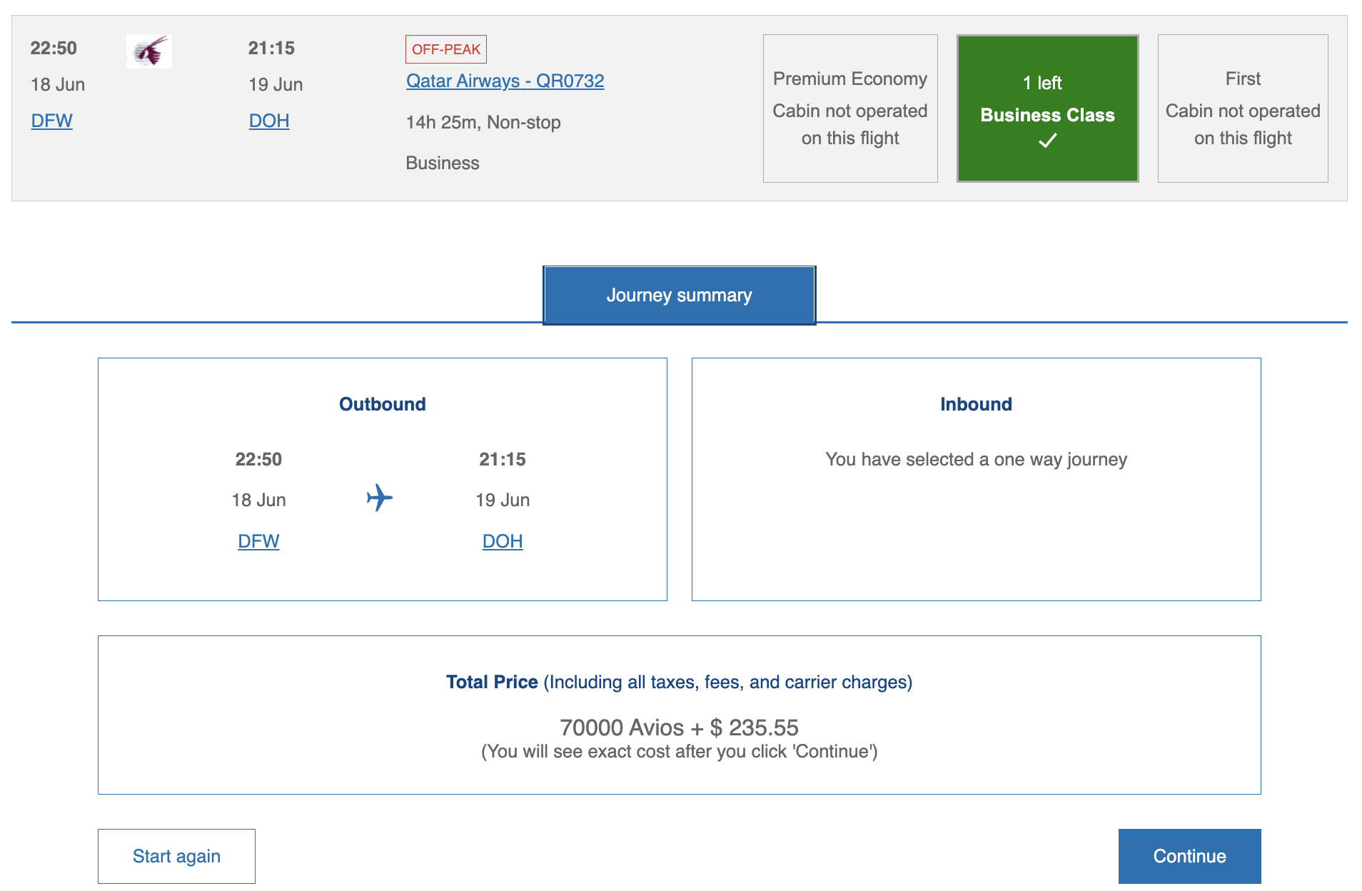 British Airways Avios DFW DOH Qsuite redemption British Airways Avios DFW DOH Qsuite redemption
