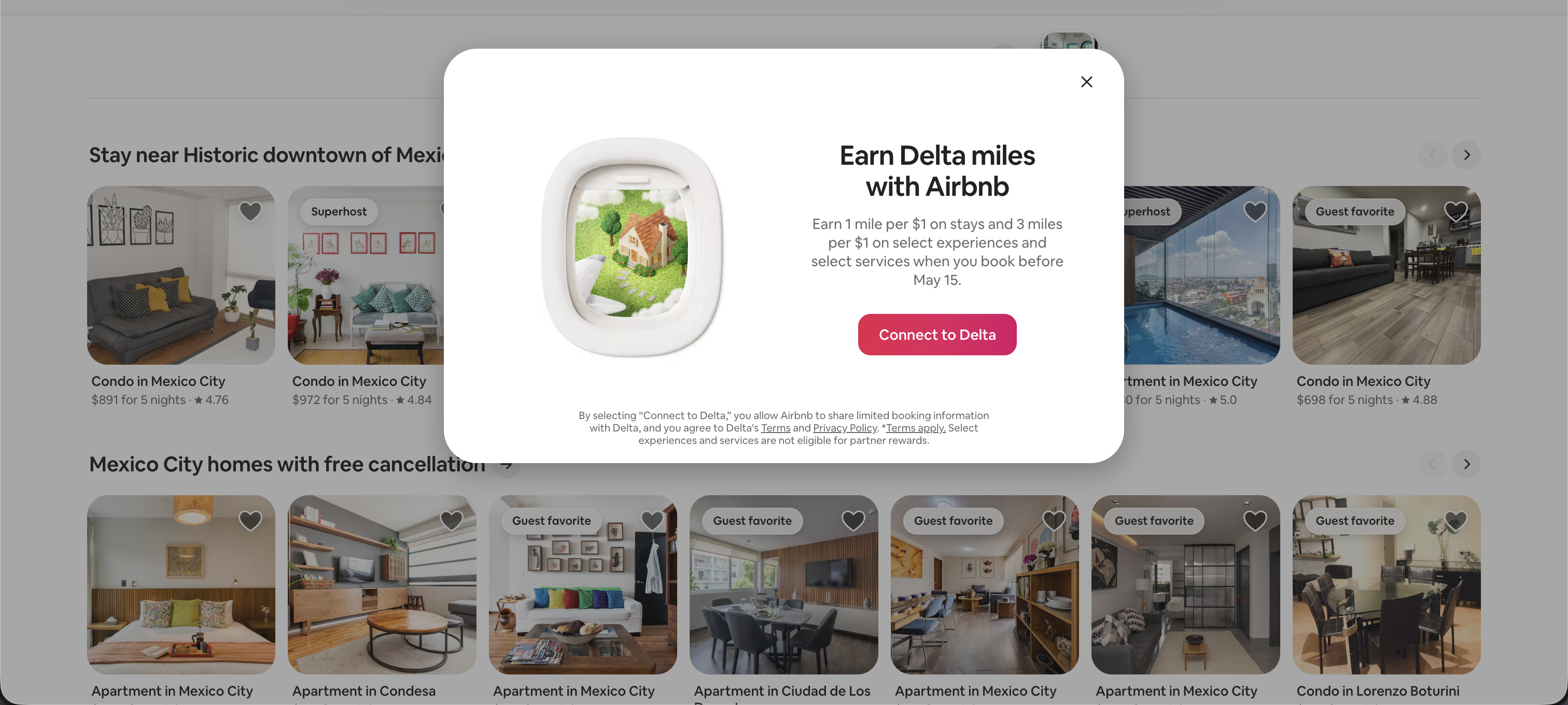 Connect Delta Airbnb first page Connect Delta Airbnb first page