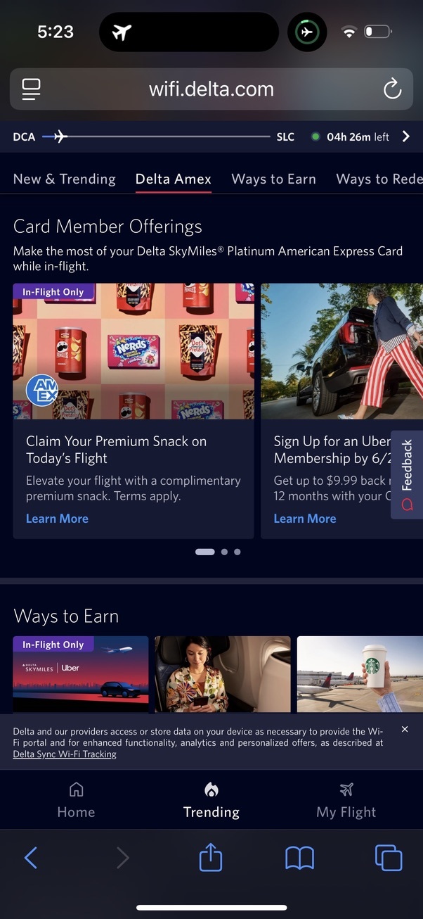 Delta Amex cardholder premium snack option Delta Amex cardholder premium snack option