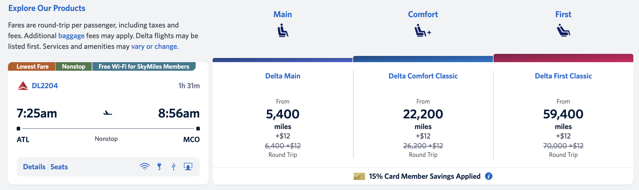 Delta SkyMiles award sale May 2026 ATL MCO TakeOff 15