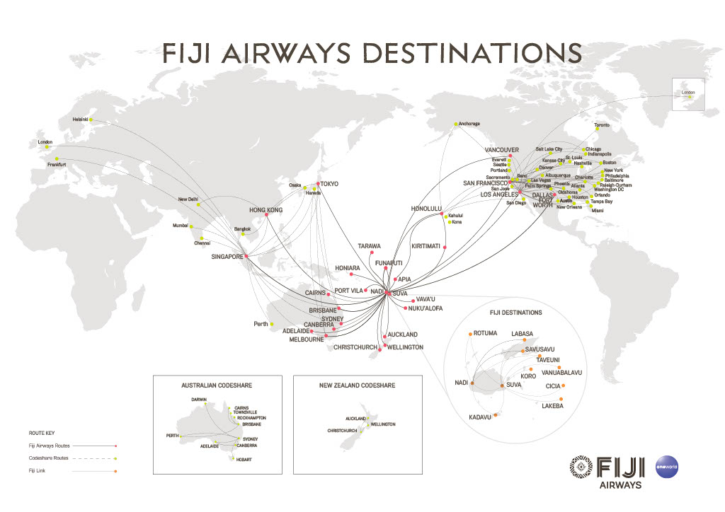Fiji Airways destinations Fiji Airways destinations
