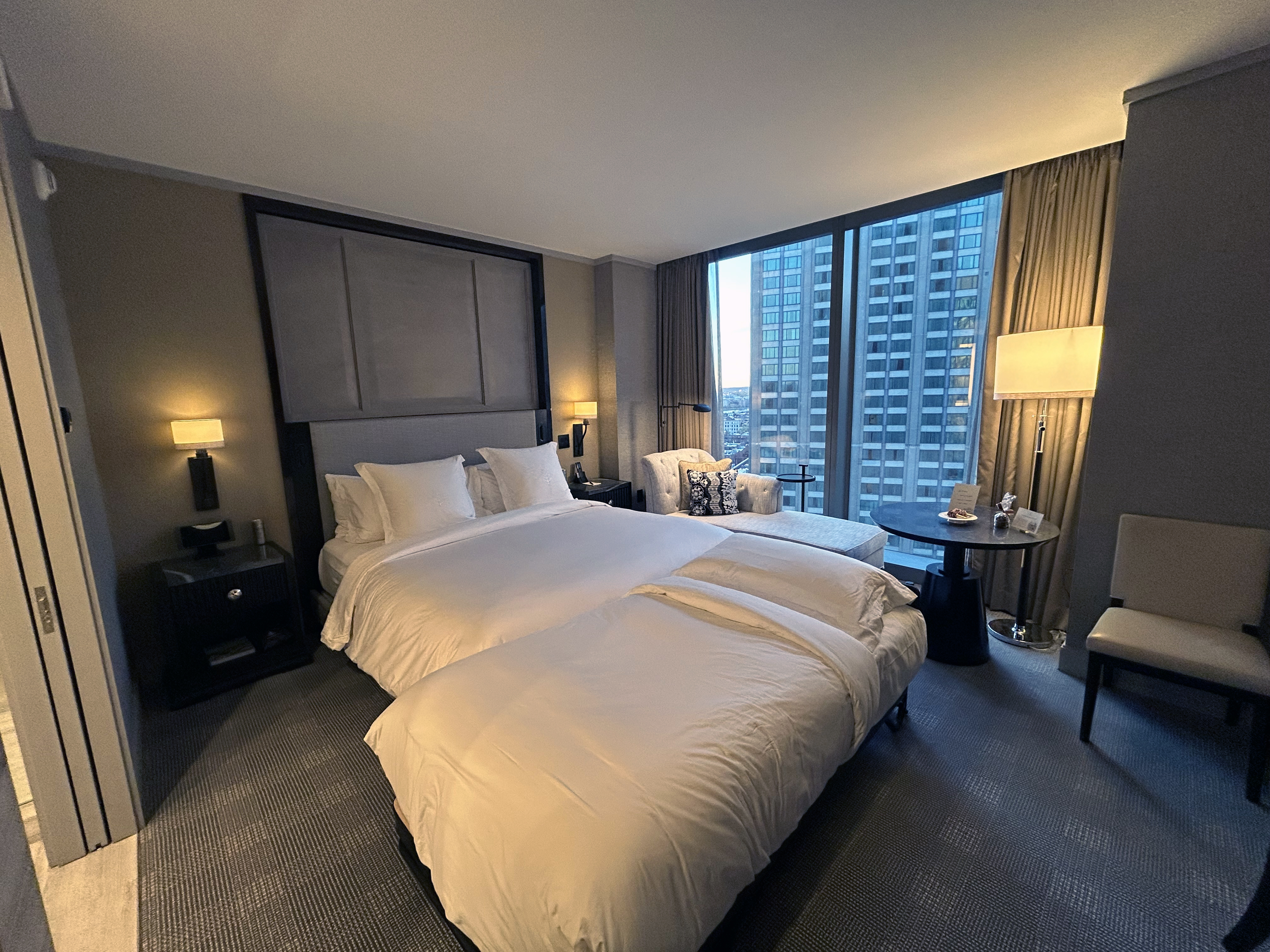 Four Seasons One Dalton Boston room 1502 bed angle