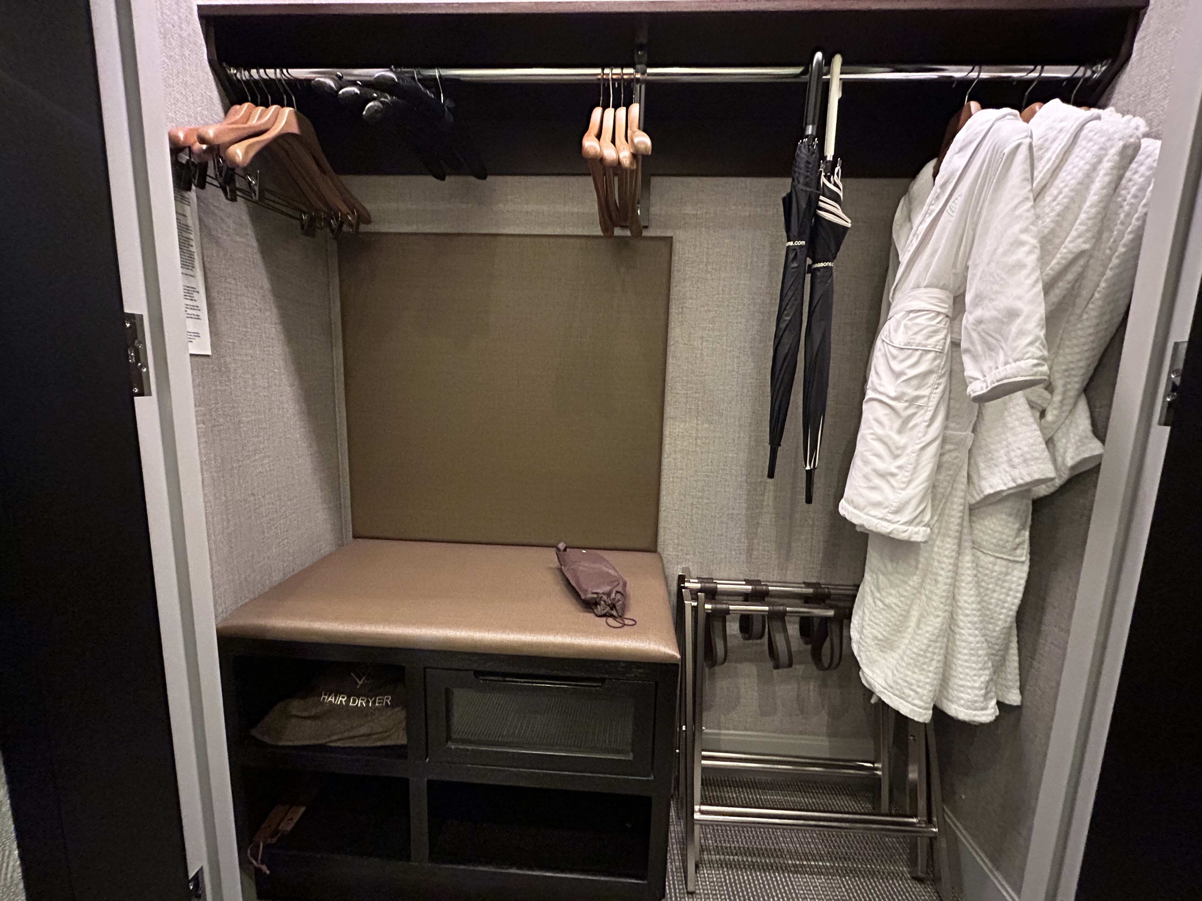 Four Seasons One Dalton Boston room 1502 closet