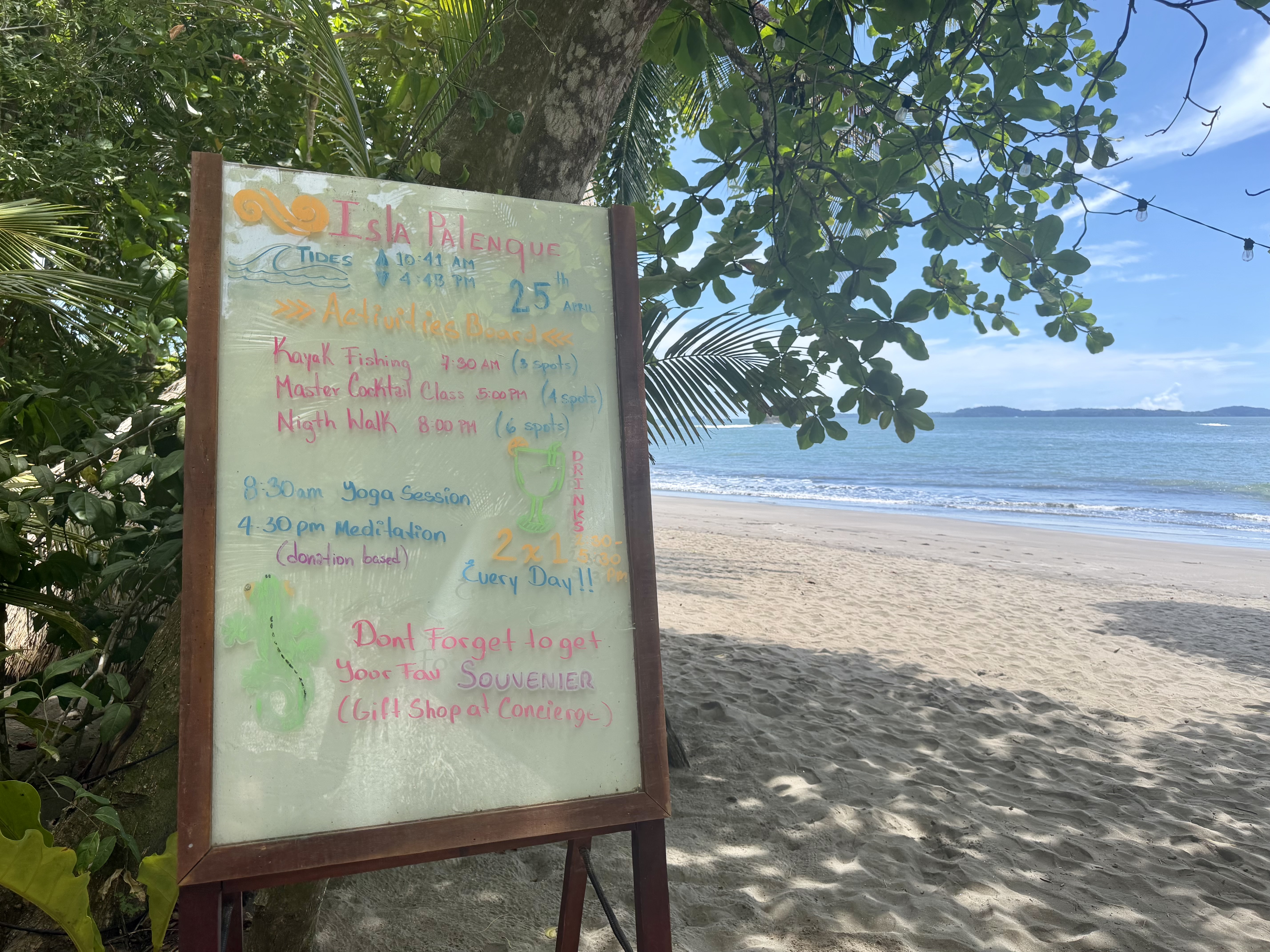Isla Palenque Panama activity board Isla Palenque Panama activity board