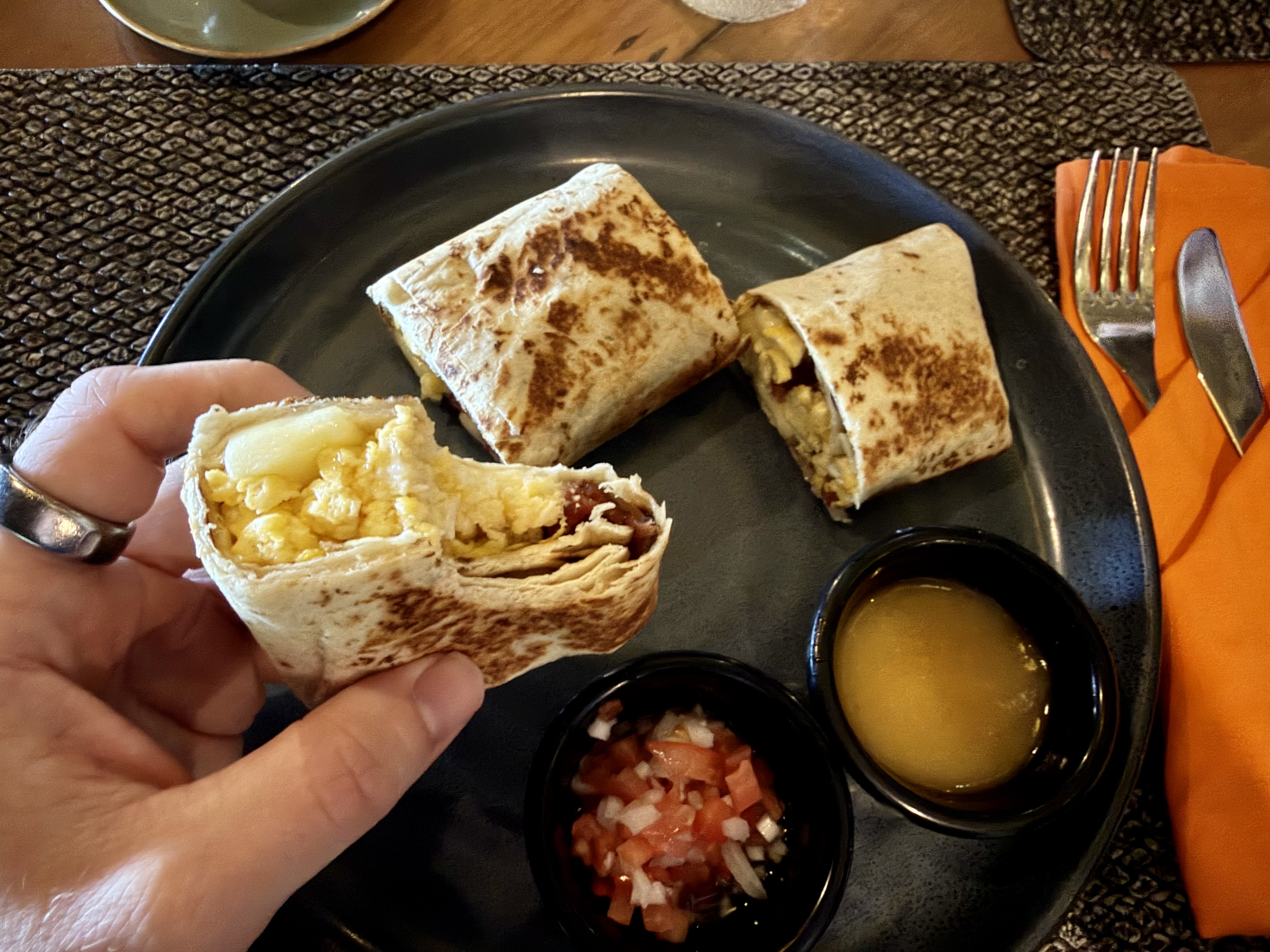 Isla Palenque Panama breakfast burrito