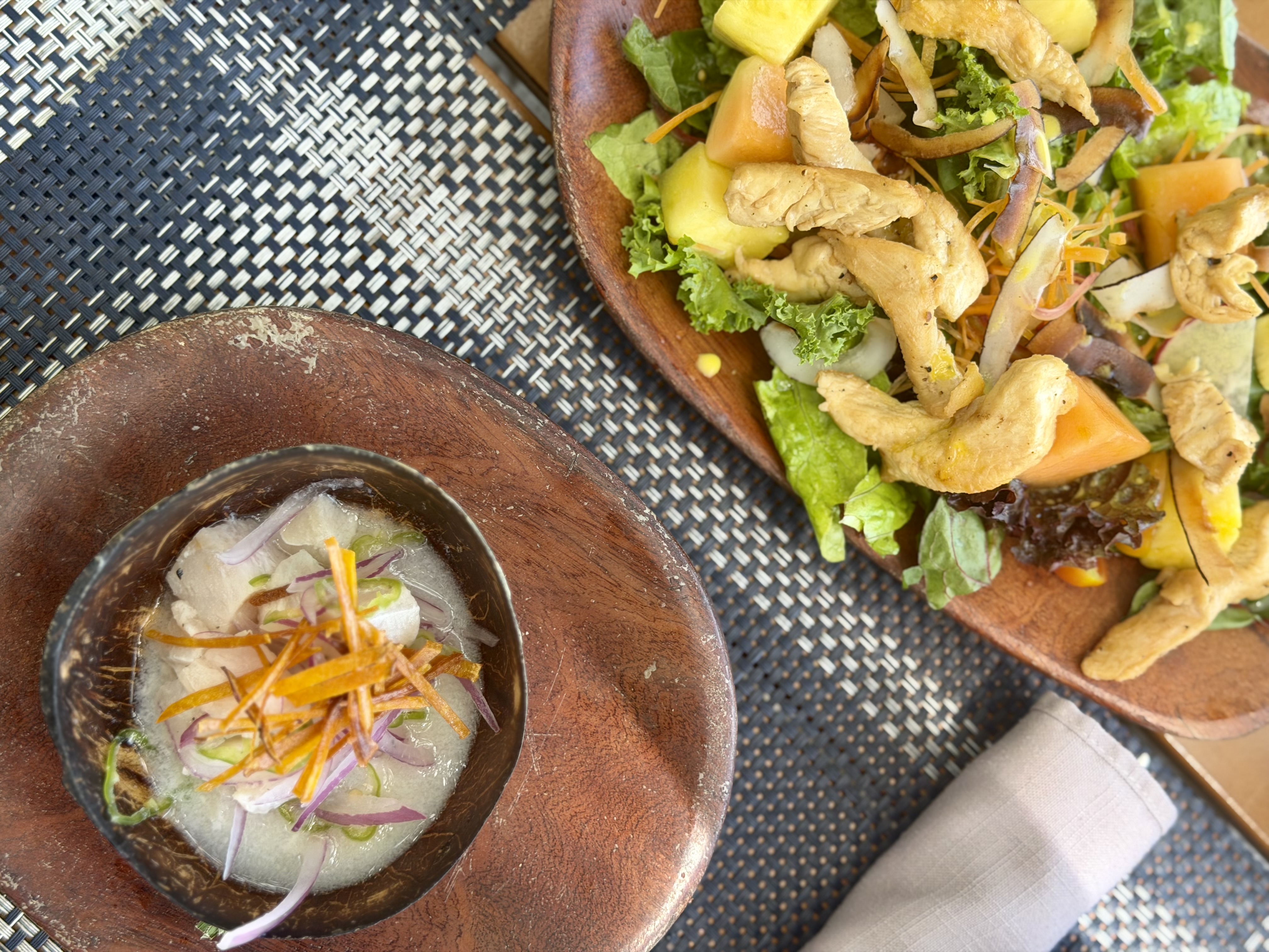Isla Palenque Panama ceviche and salad