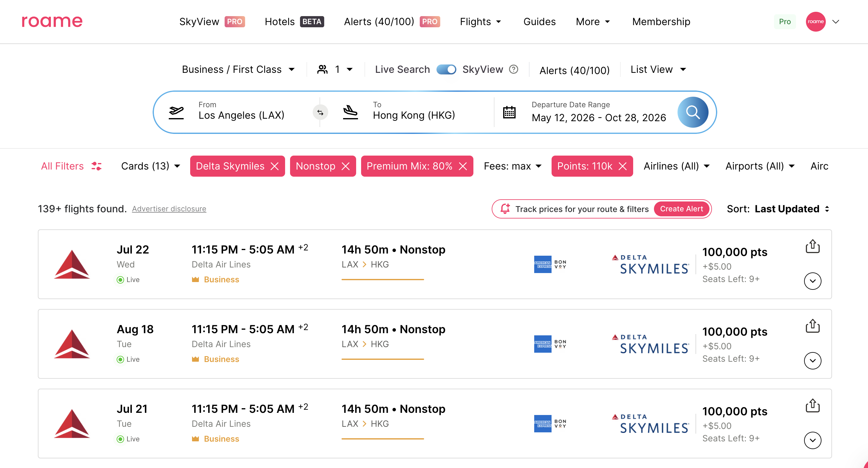 Roame search LAX HKG Delta Roame search LAX HKG Delta