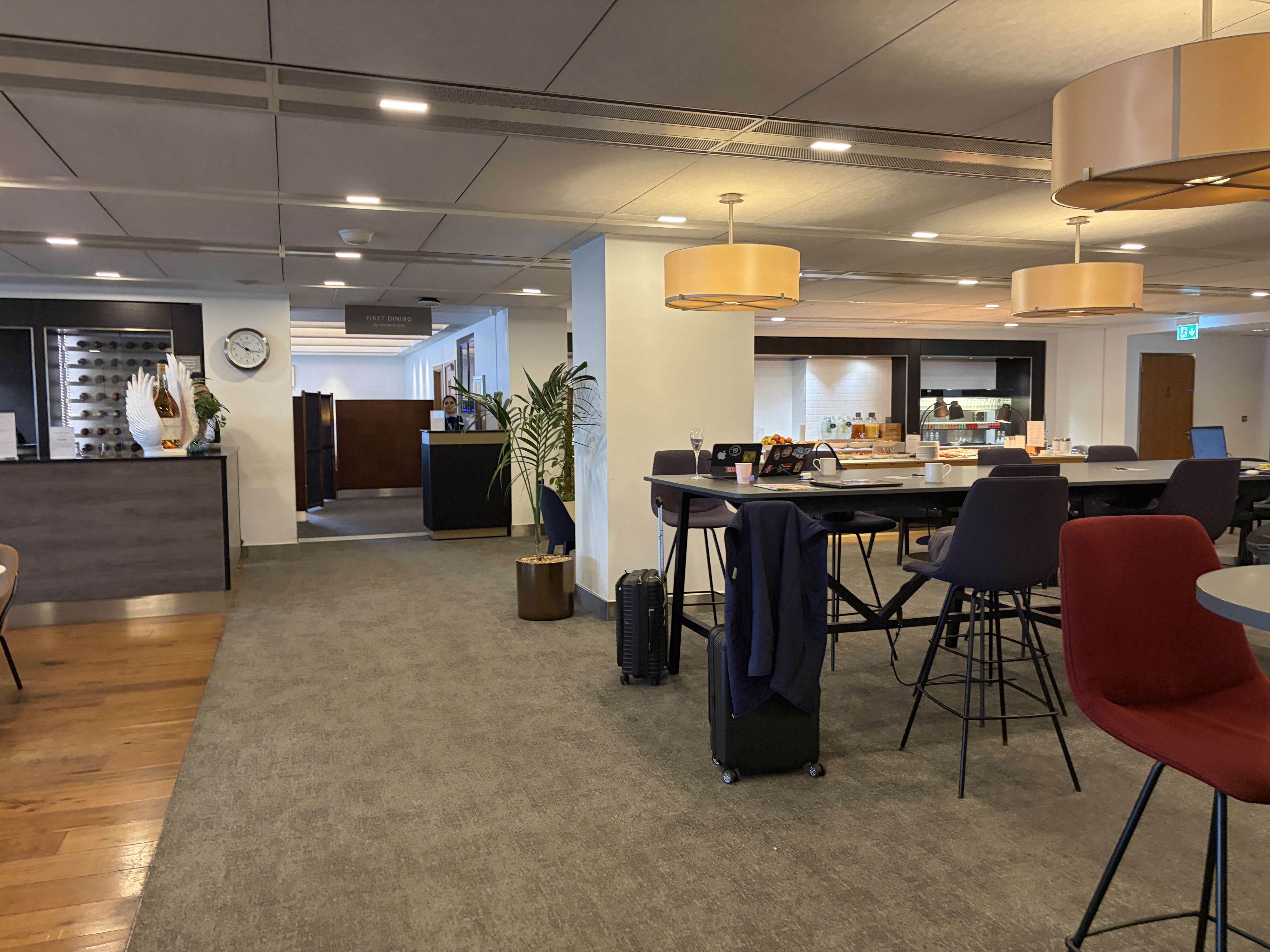 Seating and dining room BA Club Galleries First Lounge T3 Heathrow