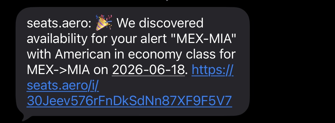 Seats.aero MEX MIA