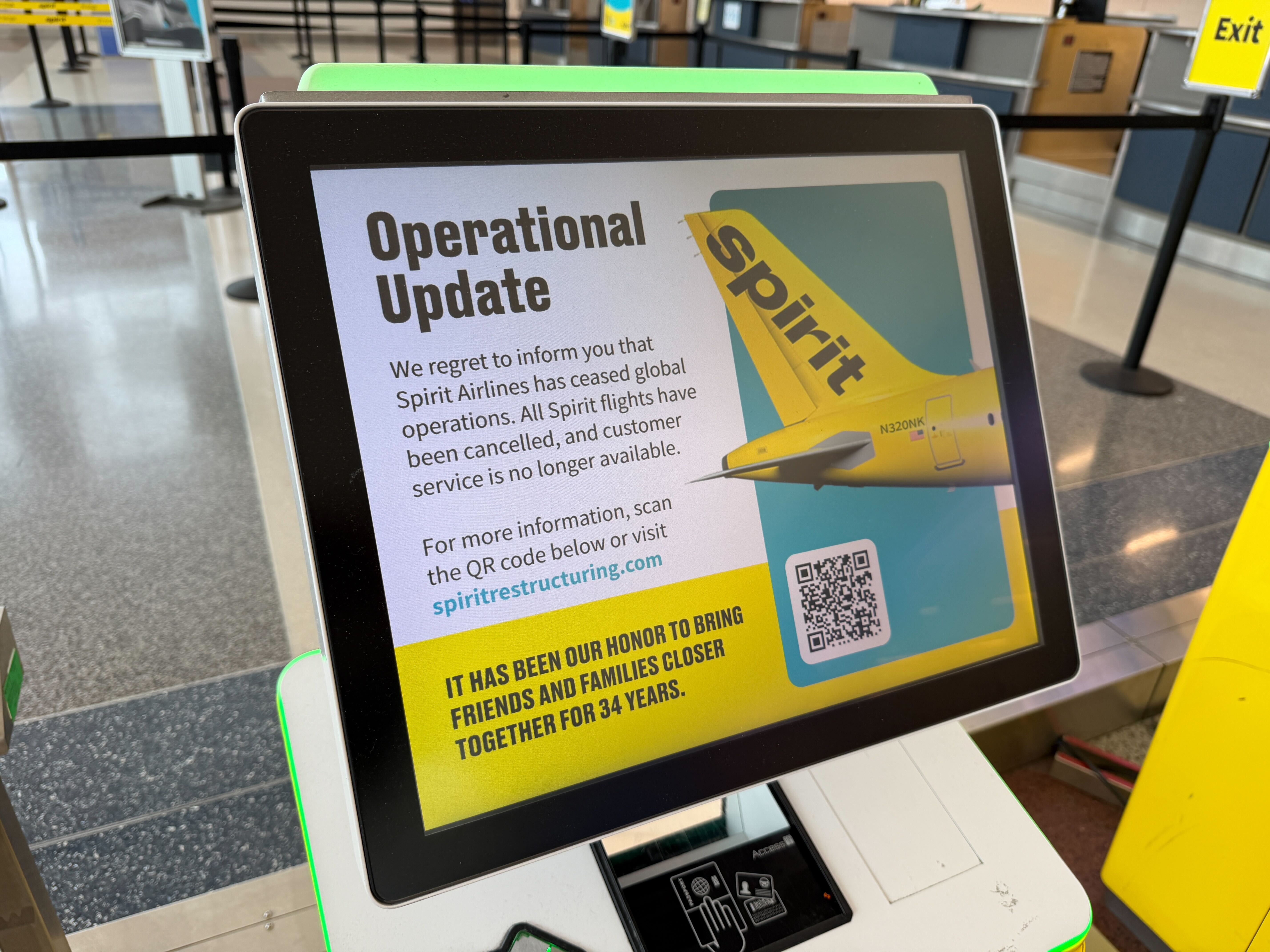 Spirit kiosk after closure