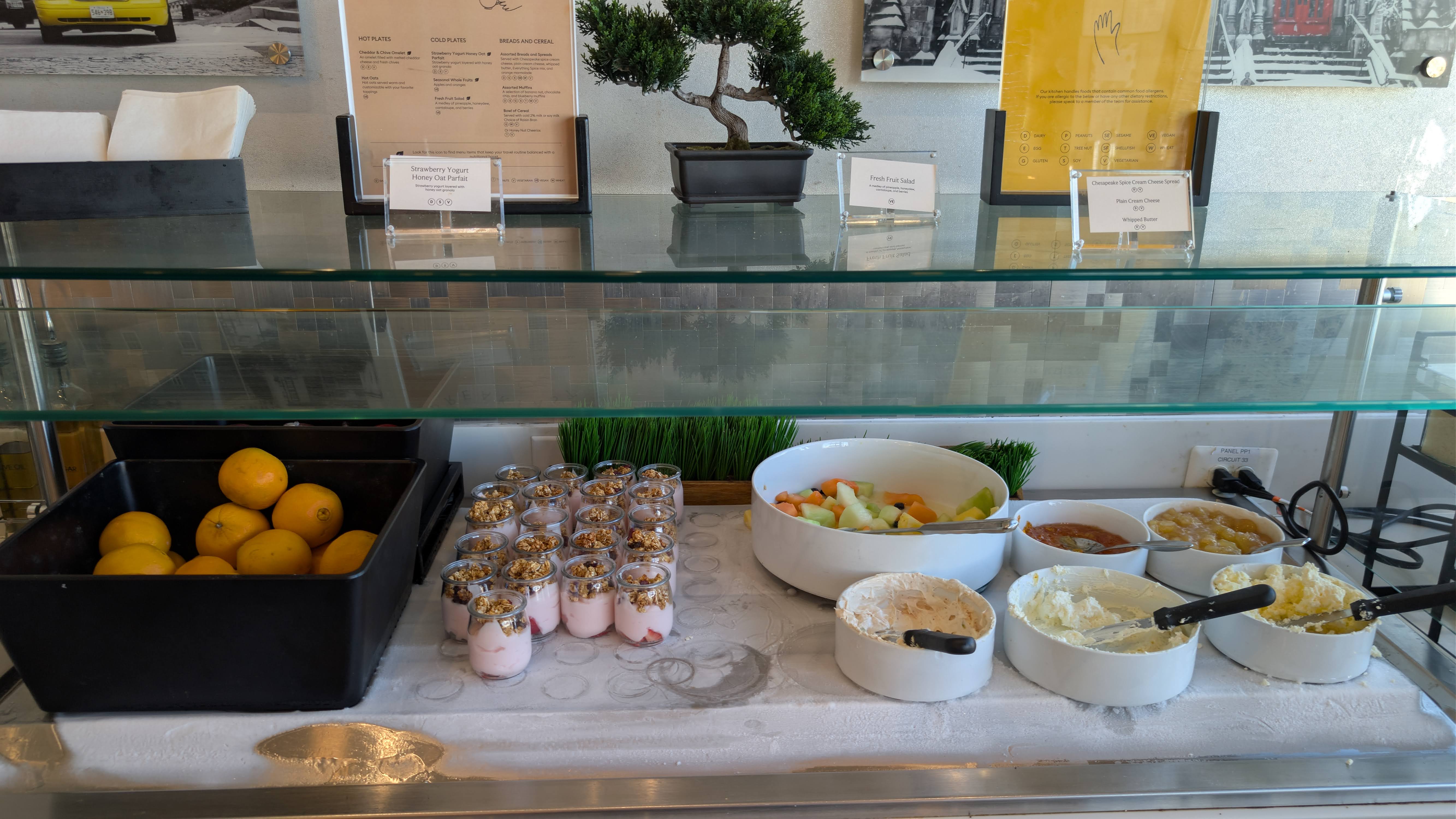 The Club BWI cold breakfast