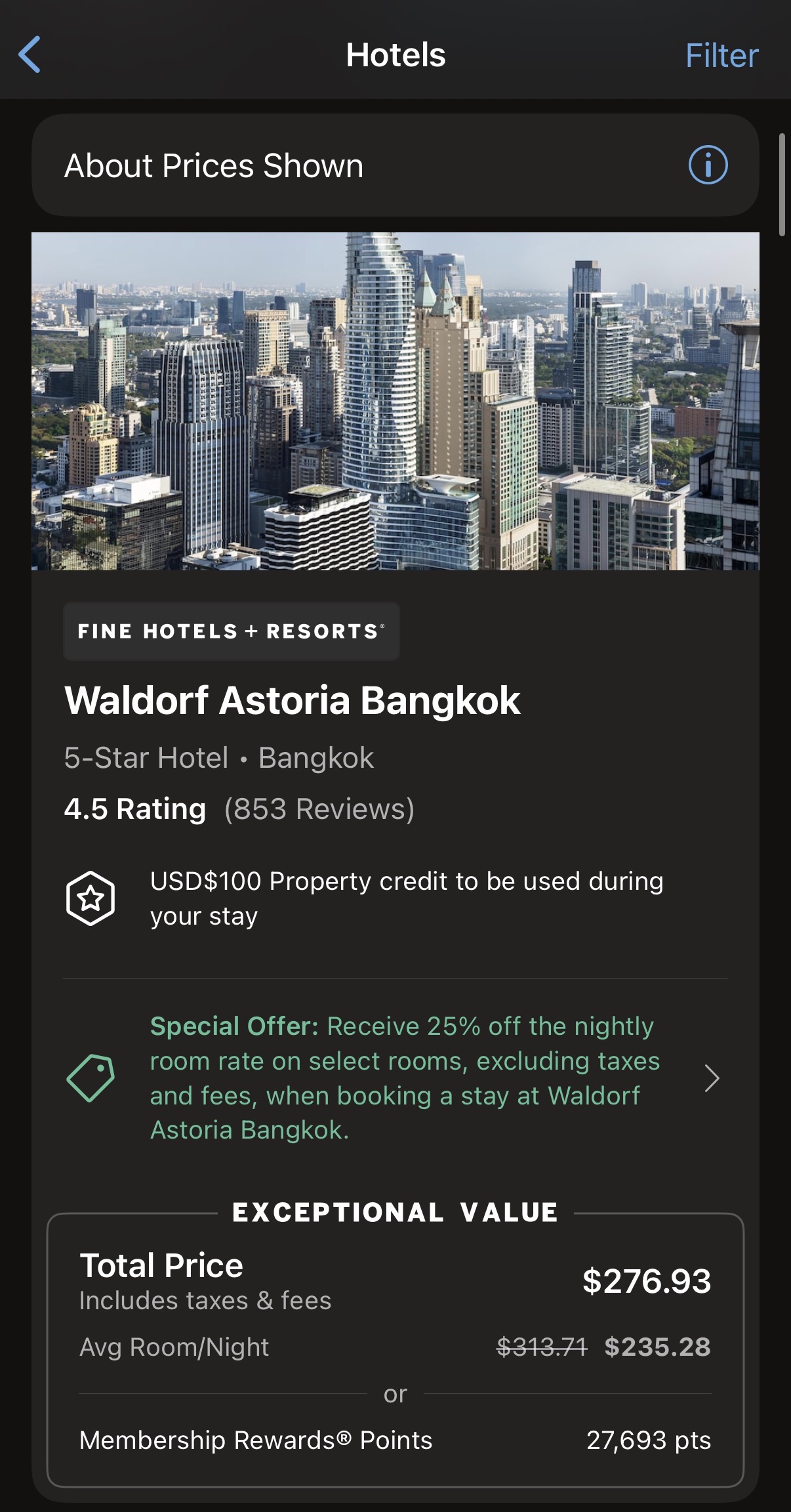 Waldorf Astoria Bangkok Amex Travel APP Waldorf Astoria Bangkok Amex Travel APP