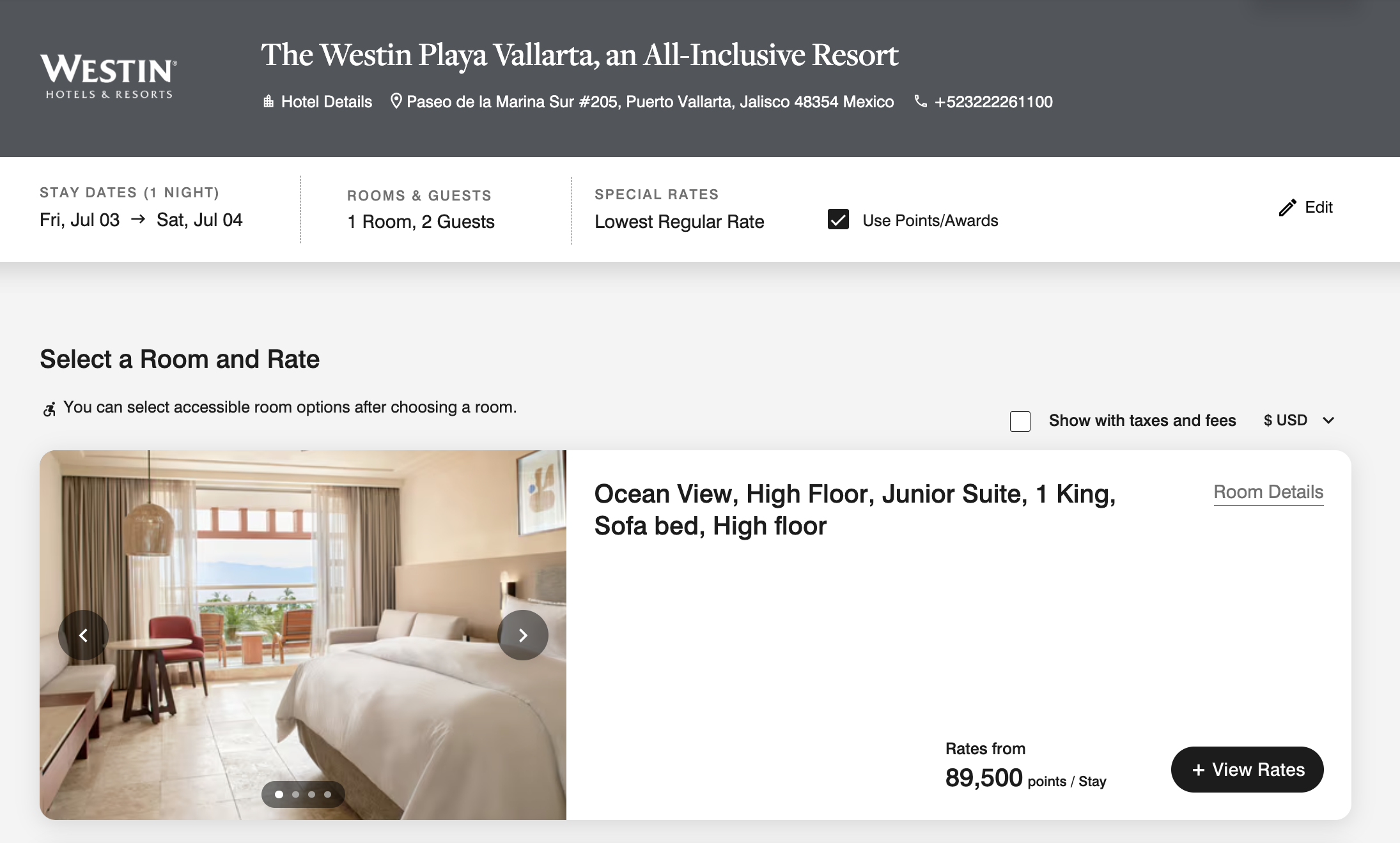 award rates Westin Puerto Vallarta award rates Westin Puerto Vallarta