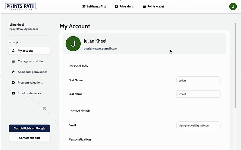 image Points Path activate Chase Travel information