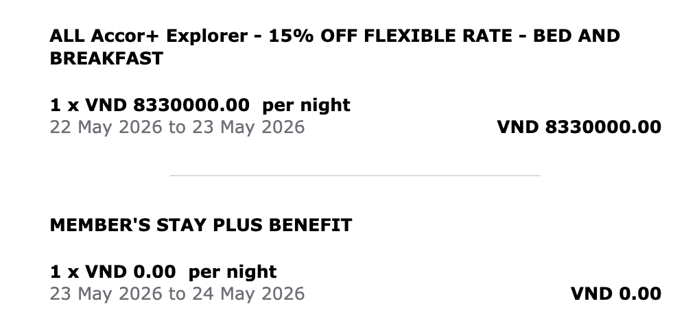 Accor Member Stay Plus benefit