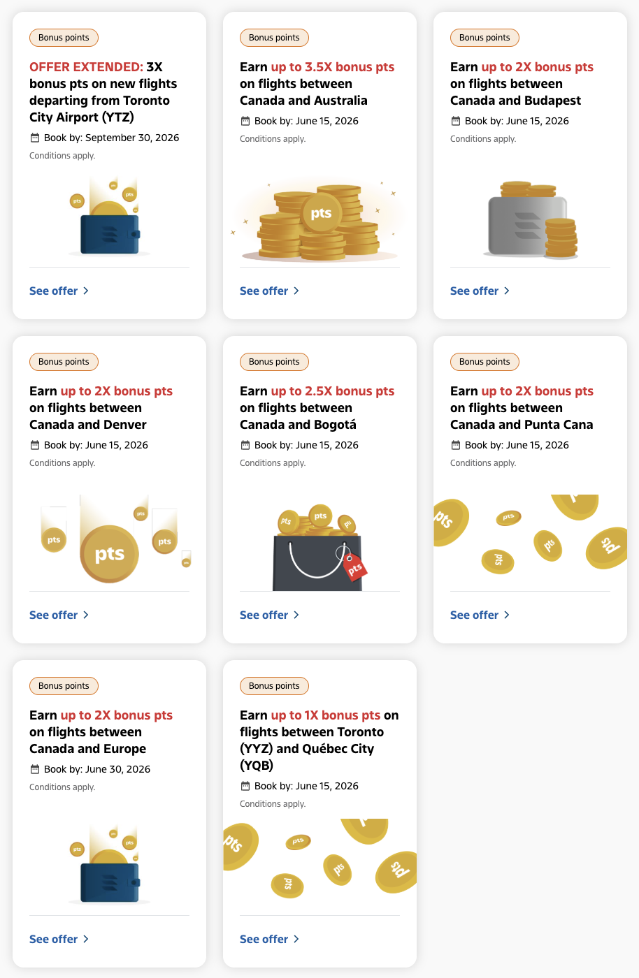 Aeroplan up to 3.5x points 2026