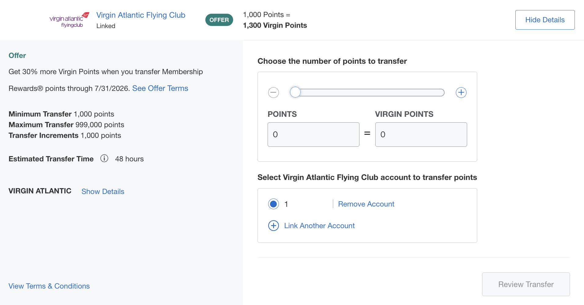 Amex Virgin Atlantic 30 transfer bonus July 2026