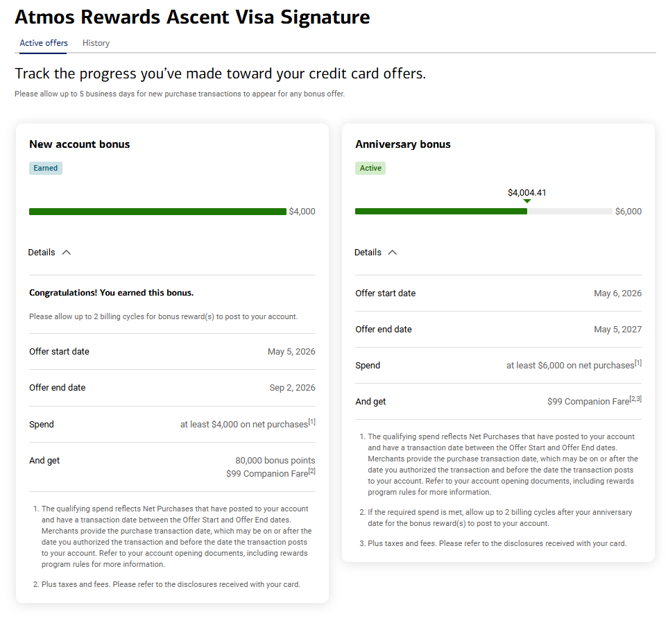 Atmos Rewards Ascent bonus tracker Atmos Rewards Ascent bonus tracker