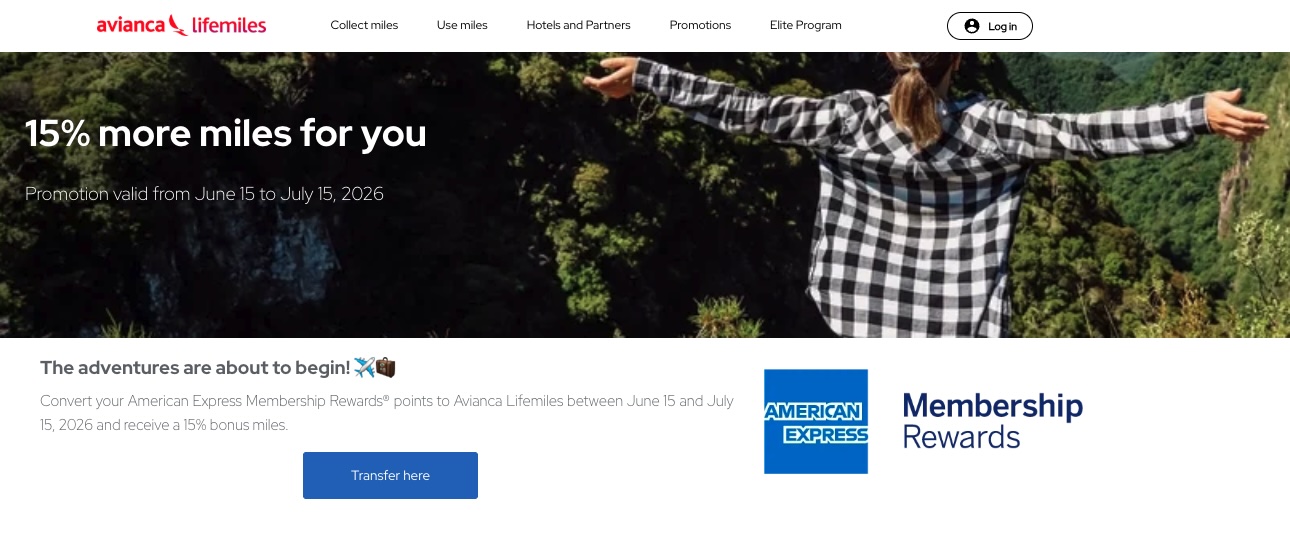 Avianca lifemiles 15% transfer bonus july 2026