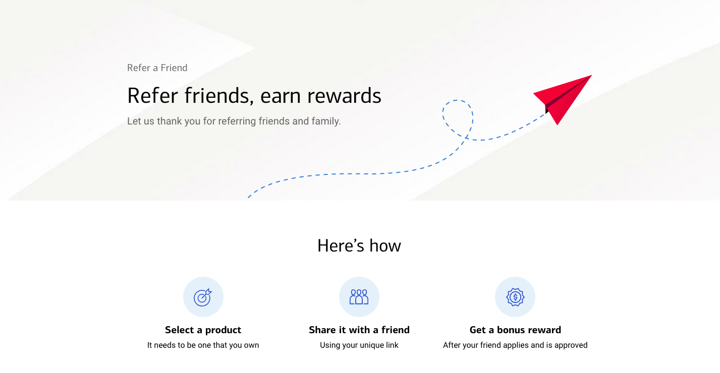 Bank of America referral page