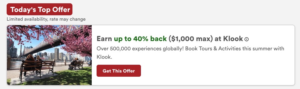 Screenshot Capital One Shopping Klook