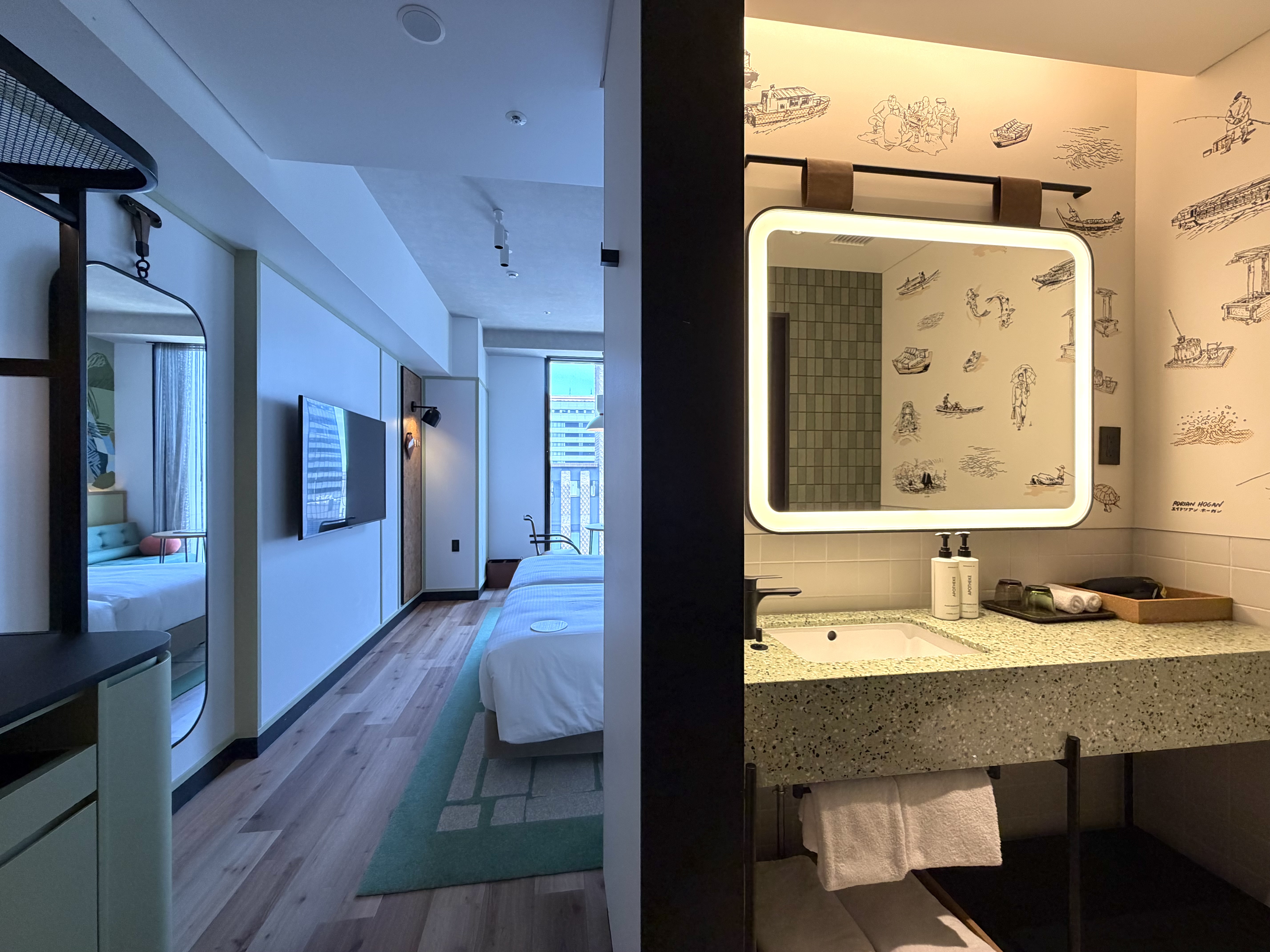 Caption by Hyatt Kabutocho Tokyo bedroom into bathroom