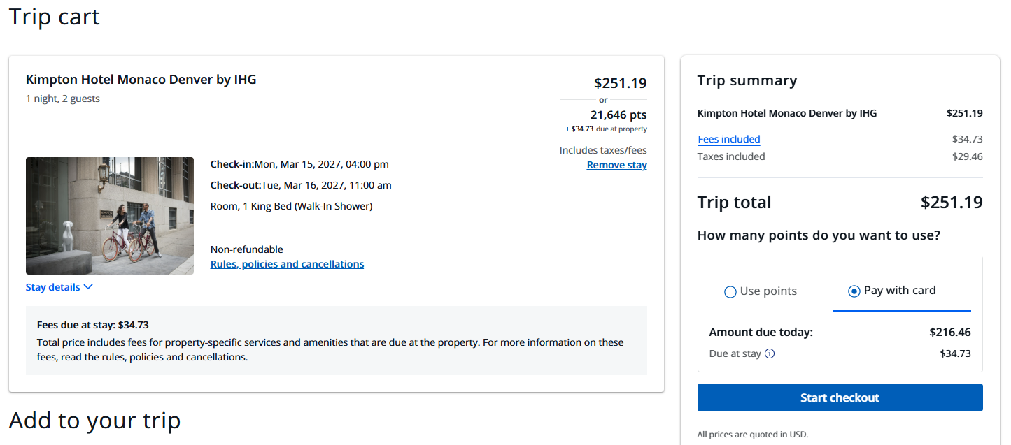 Chase travel portal 4 Chase Hotels trip cart