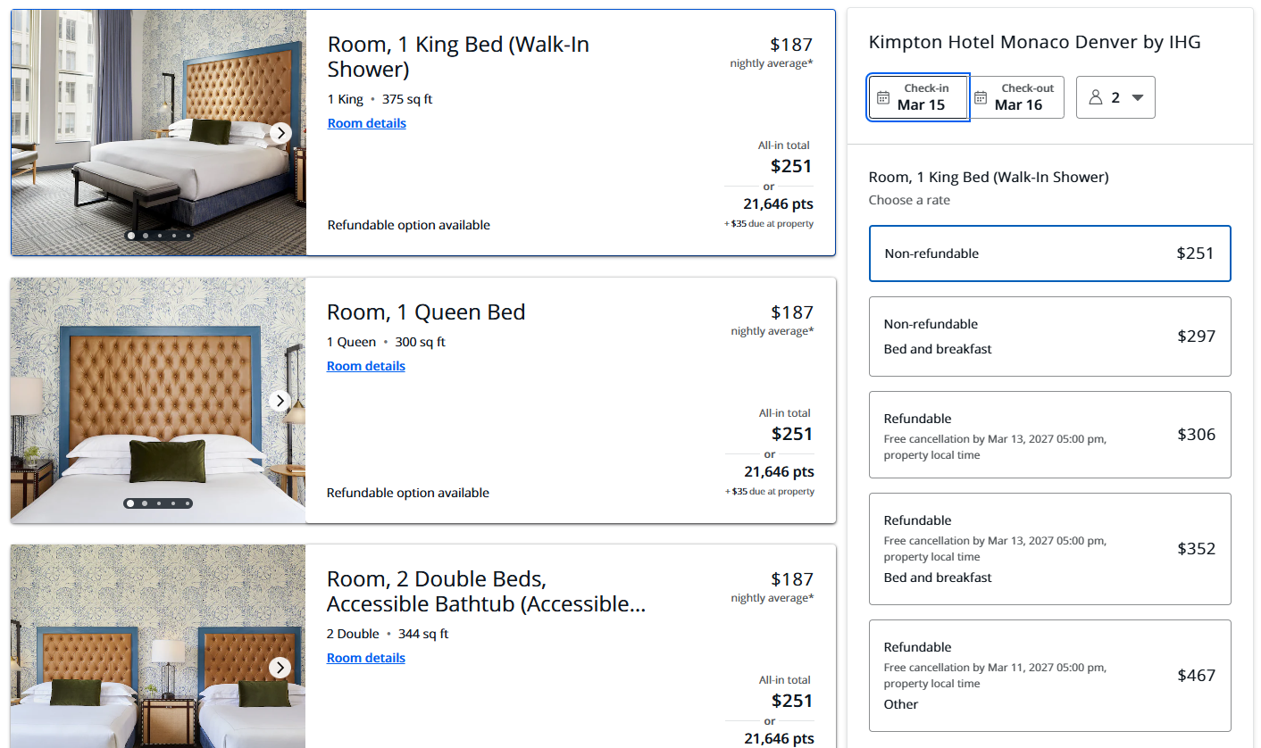 Chase travel portal 3 Chase Travel hotel room selection