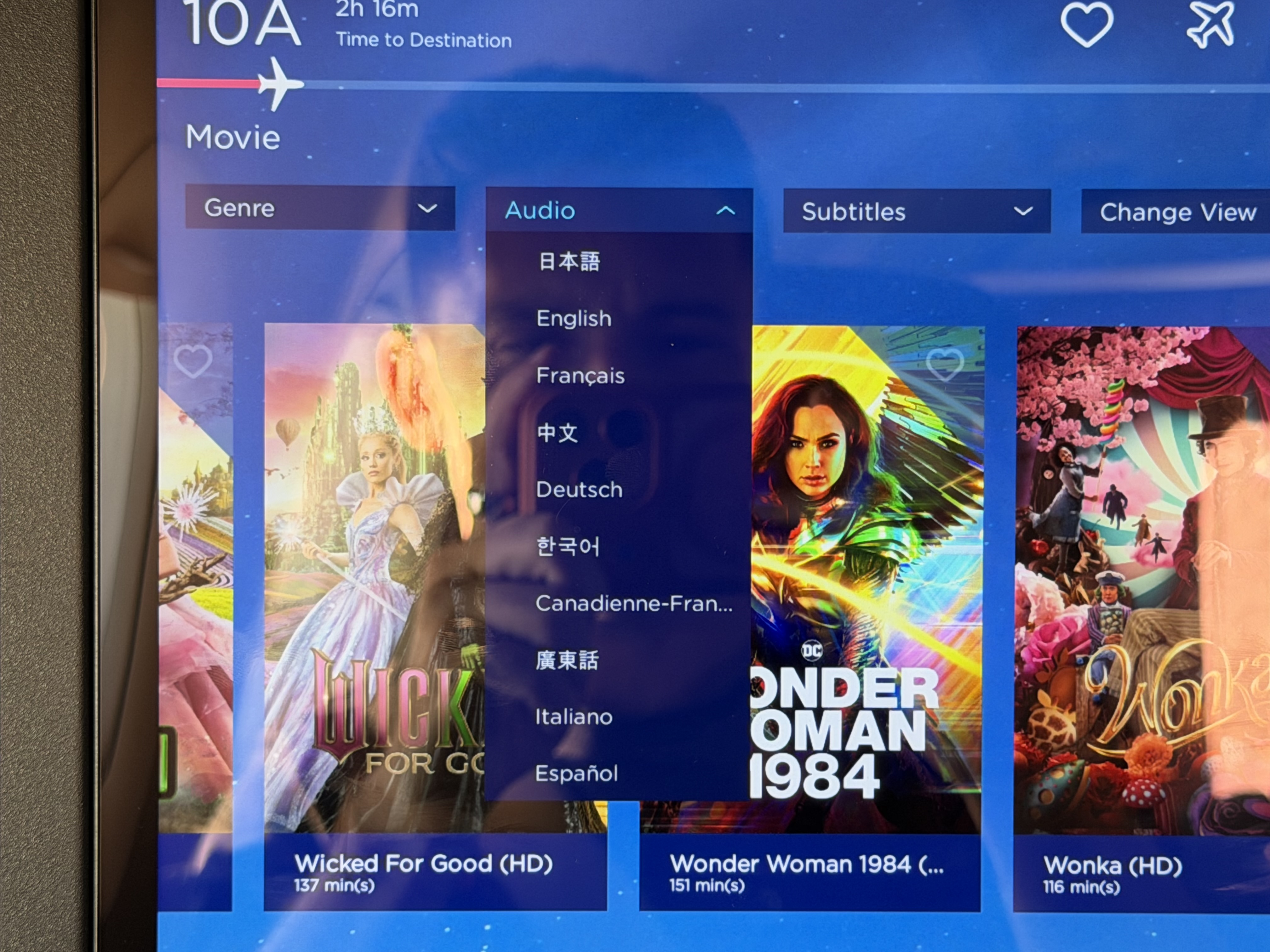 China Airlines Airbus A321neo business class IFE languages