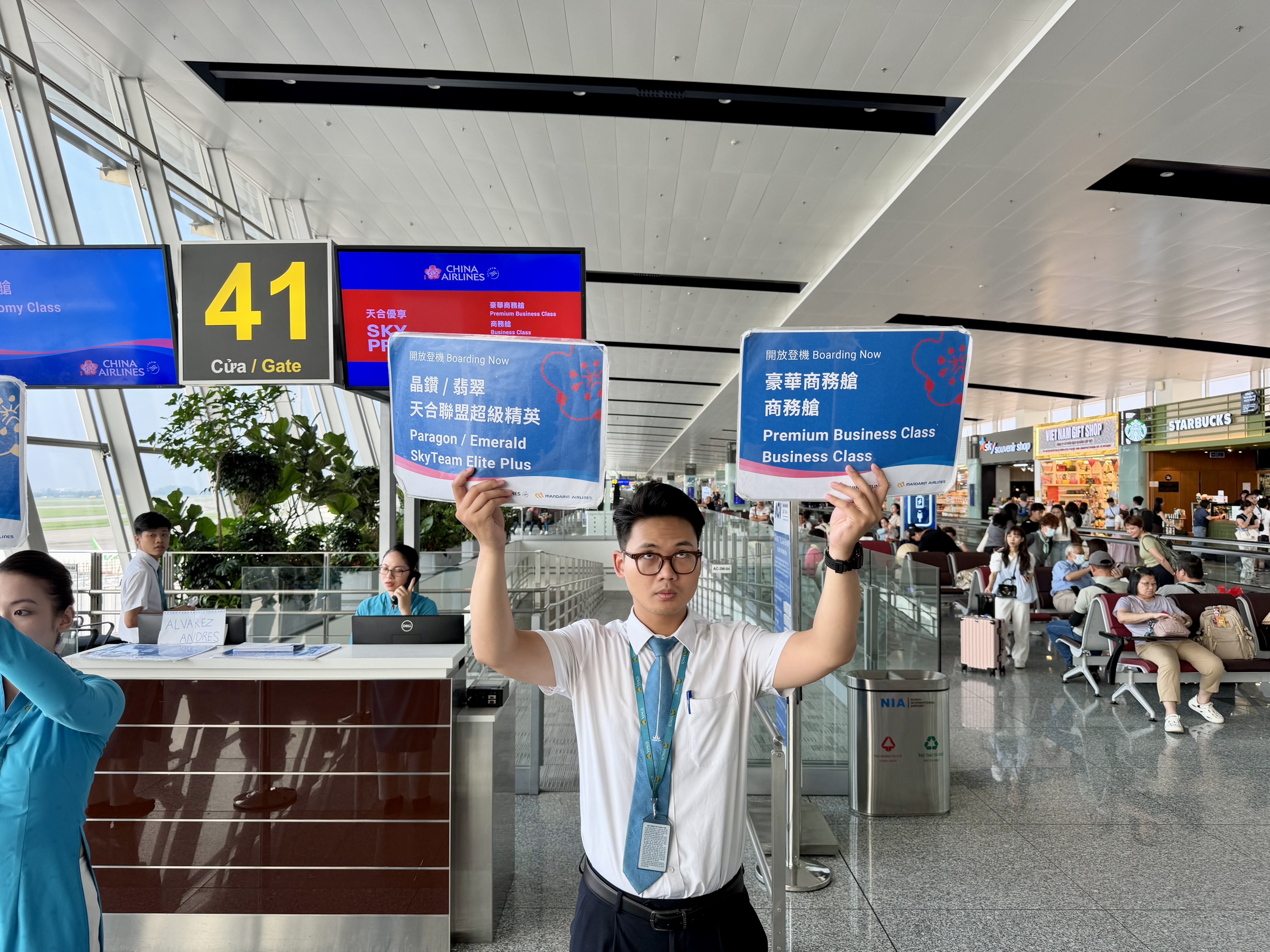 China Airlines boarding starting at Hanoi Airport