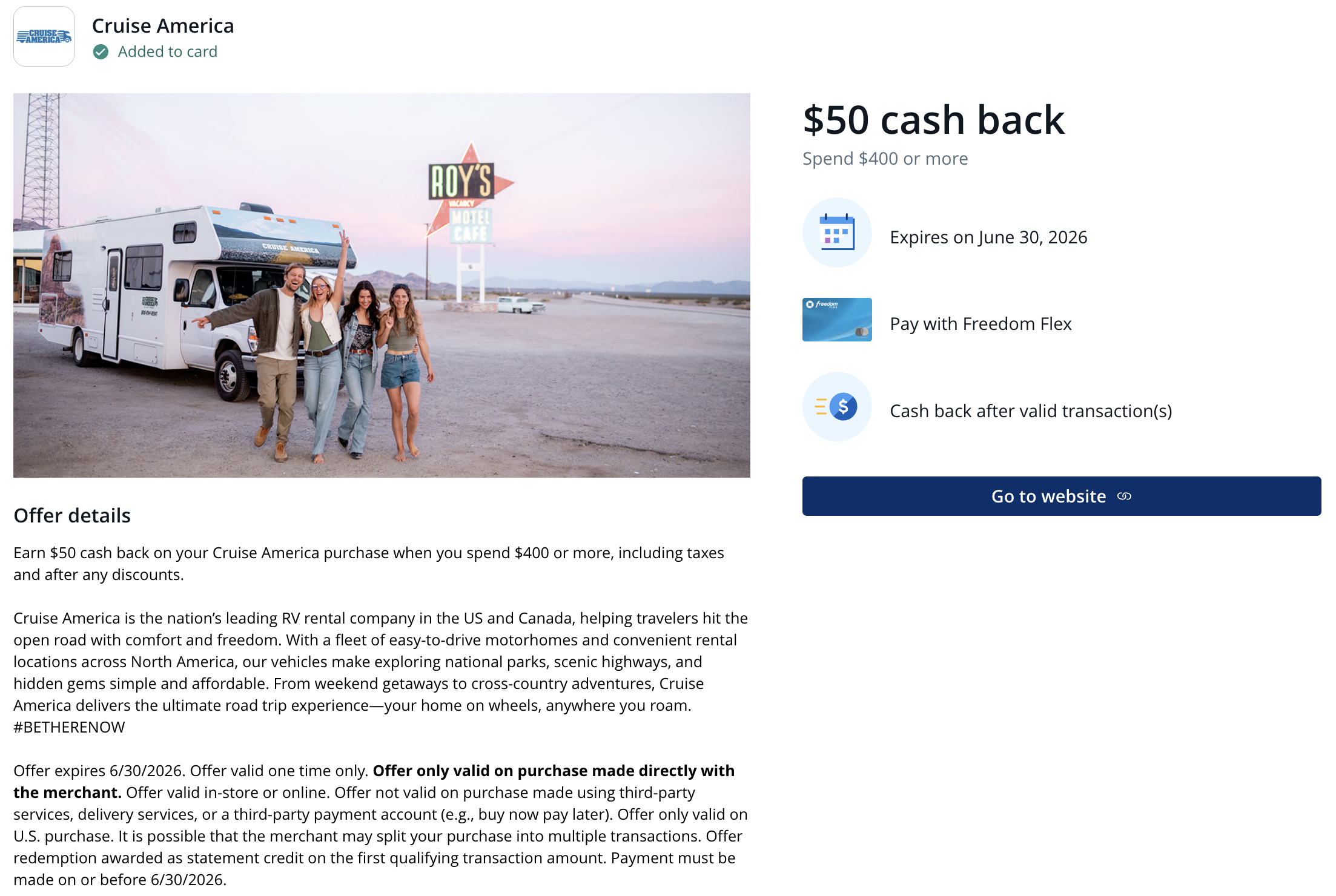 Cruise America Chase Offer