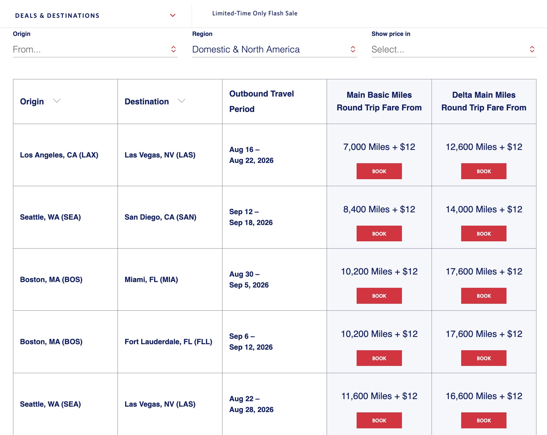 Delta Award Pricing Flash Sale