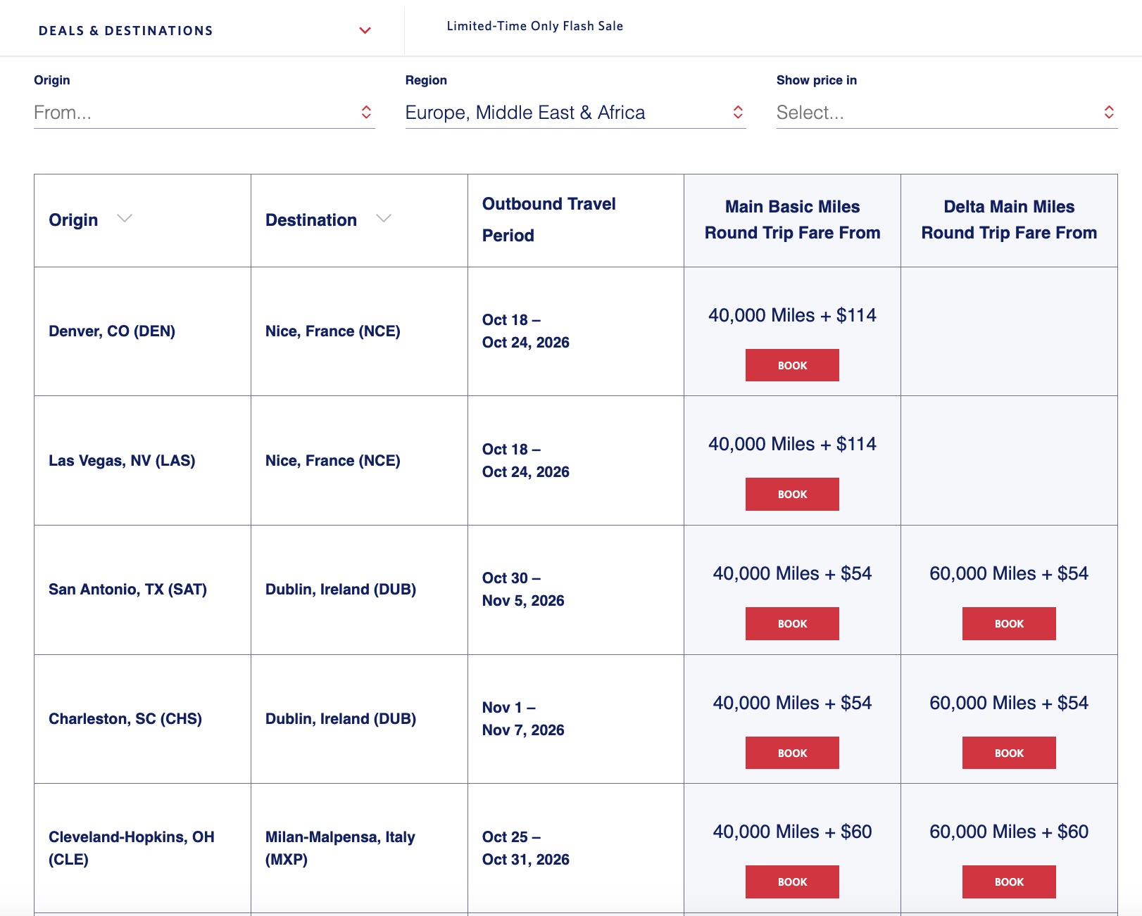 Delta Europe Flash Sale
