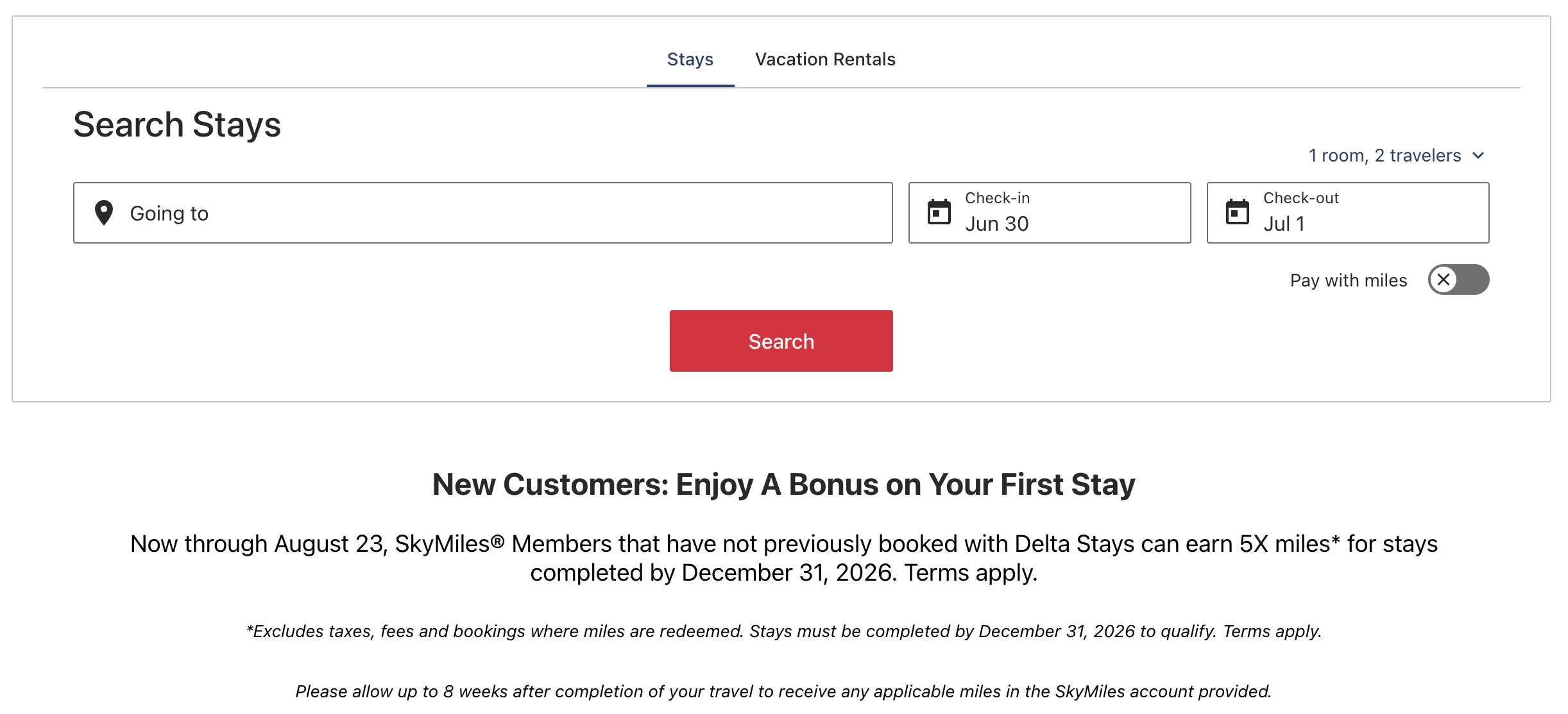 Delta Stays 5x miles promo June 2026