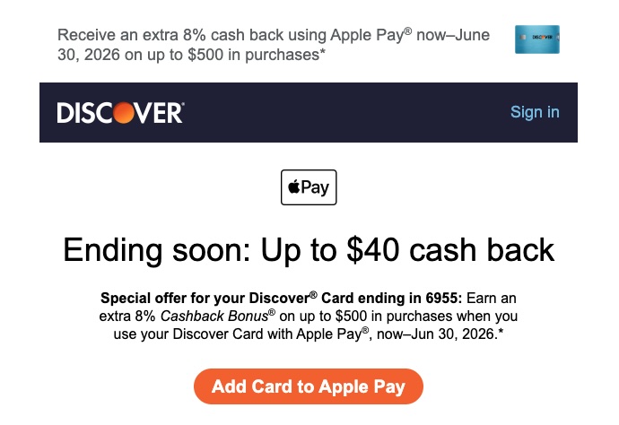 Discover Save offer