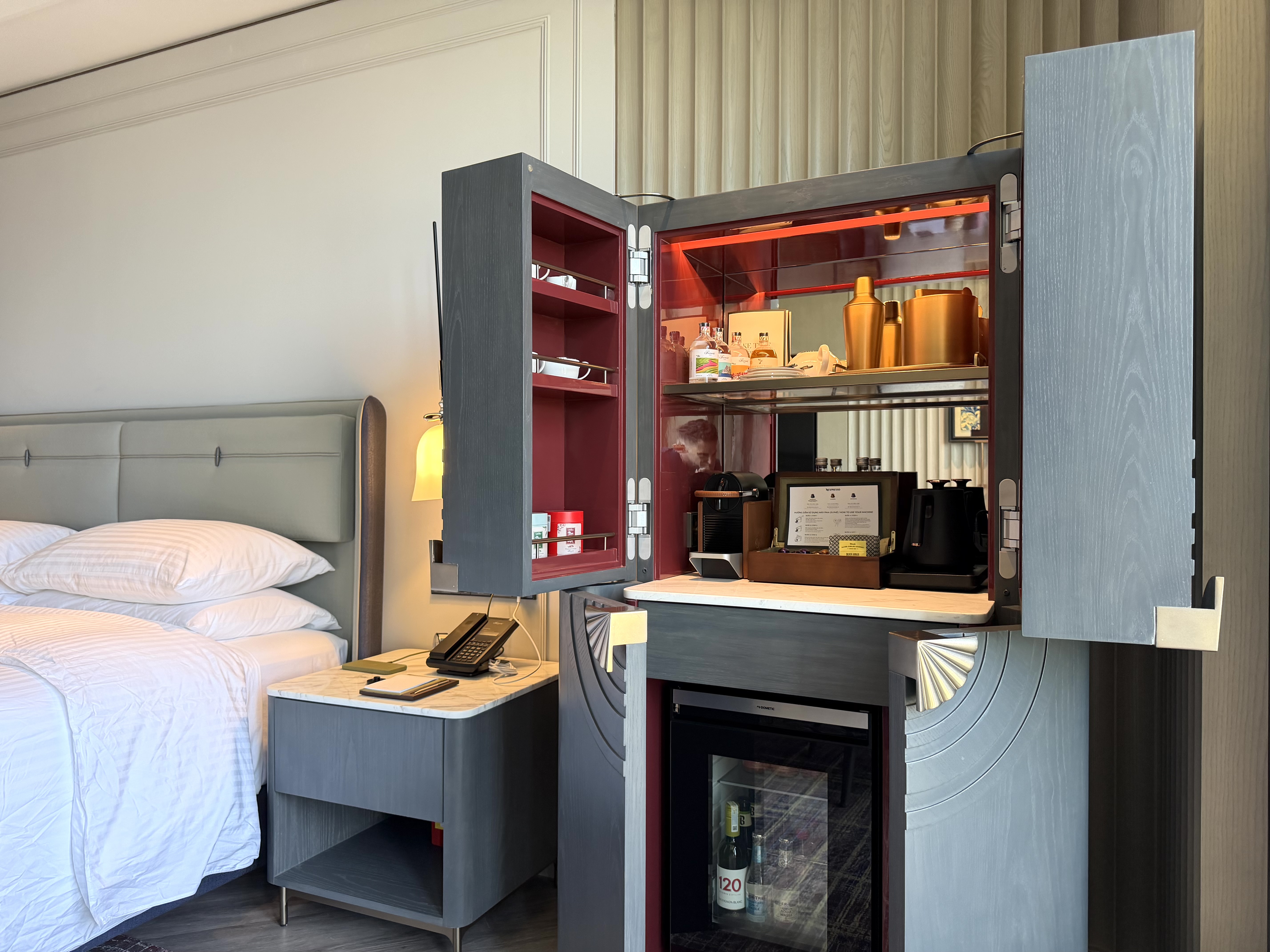 Fairmont Hanoi room mini bar full length